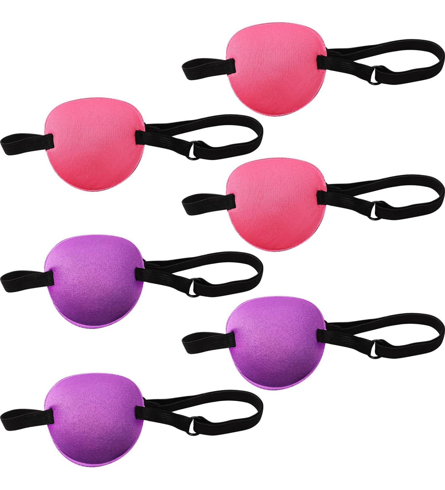 6-Piece Adjustable Eye Patch Set for Lazy Eye | Elastic Eye Masks for Adults & Kids - Rose Red and Purple - Buy Online on GoSupps.com