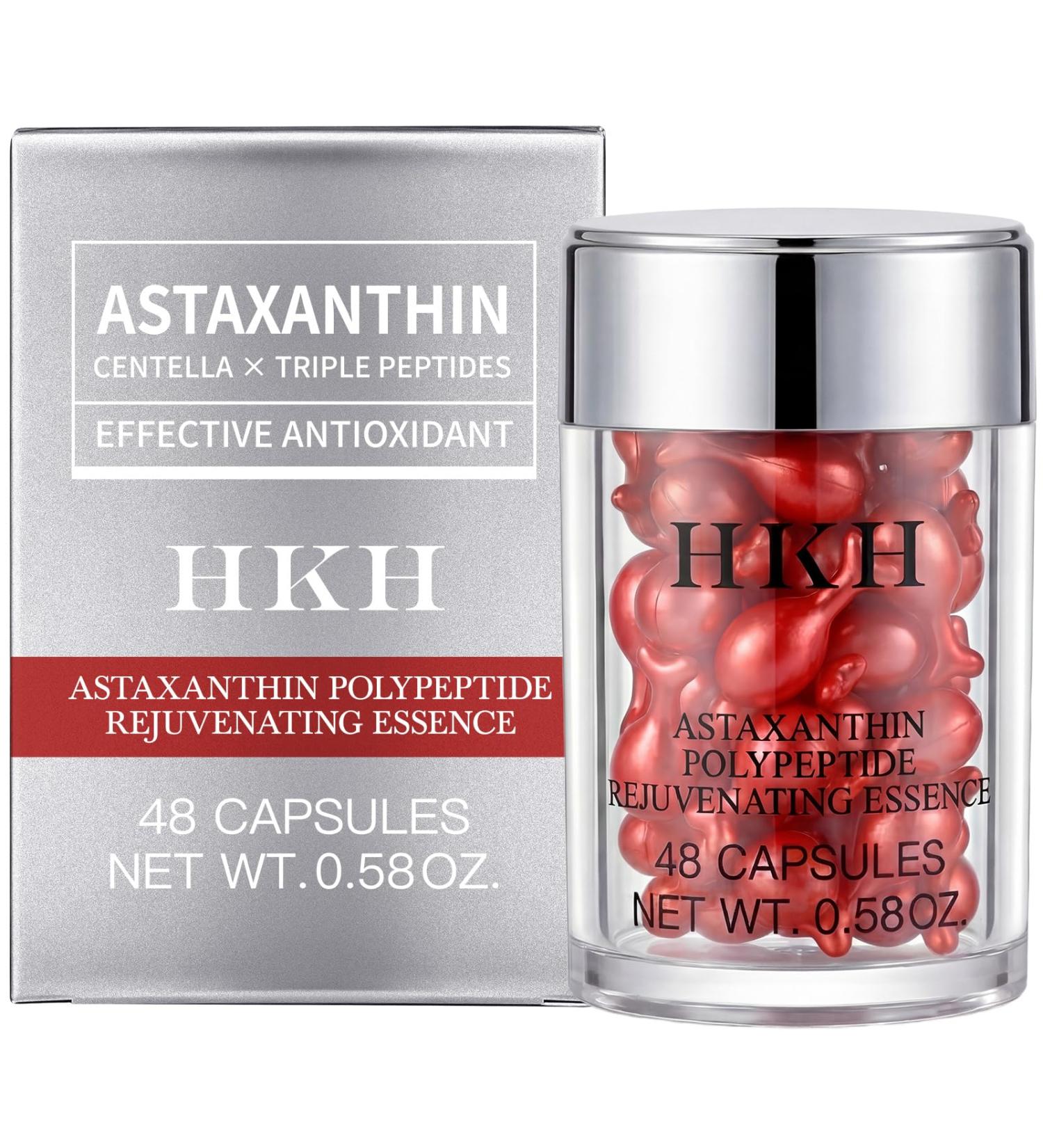 HKH Peptide Serum Capsules for Face: 48 Caps Anti-Aging & Firming Skin with Astaxanthin and Niacinamide - Antioxidant Serum for Smoothing Fine Lines - Even Tone for 30+ Women - Travel-Friendly - Buy Online on GoSupps.com