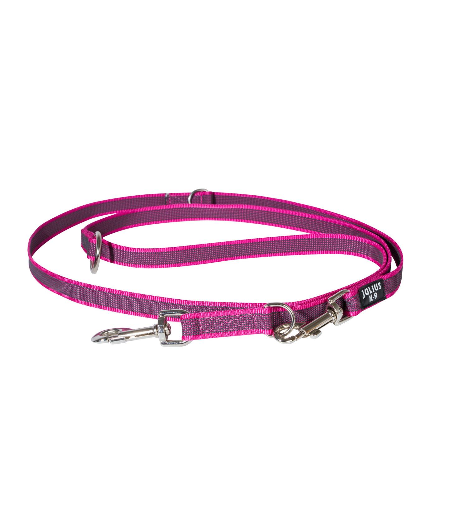 IDC Color & Gray Adjustable Leash with Double Carabiner - 20mm x 2.2m - Durable Pink-Gray Design for Dogs - International Shipping Available - Buy Online on GoSupps.com