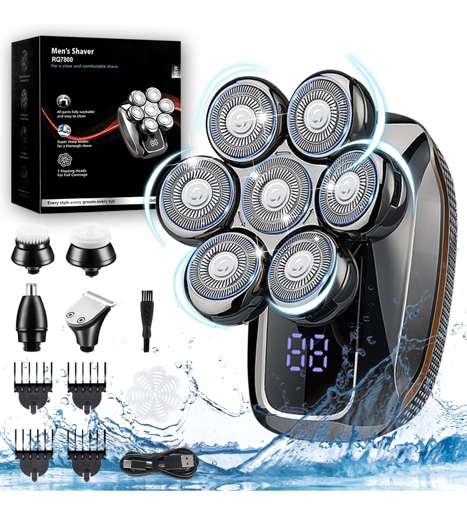 SWSTINLING Head Shavers for Men 5 in 1 Rotary Shaver Bald Waterproof Wet/Dry Beard Grooming Kit Floating Upgraded 7D Skull Shaver Electric Razor with LED Display and USB Charging - Buy Online on GoSupps.com