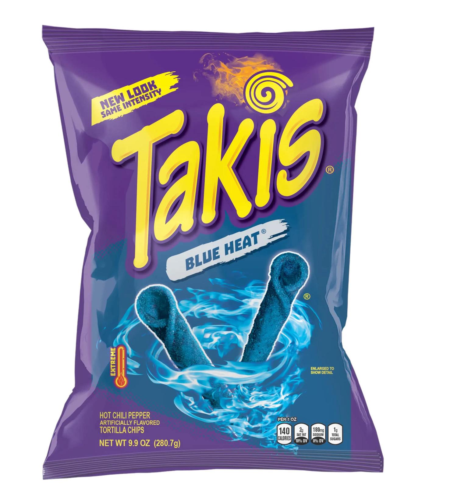 Takis Blue Heat Hot Chili Pepper Rolled Tortilla Chips - Spicy & Crunchy Flavored Snack (9.9oz, Pack of 2) - Buy Online on GoSupps.com