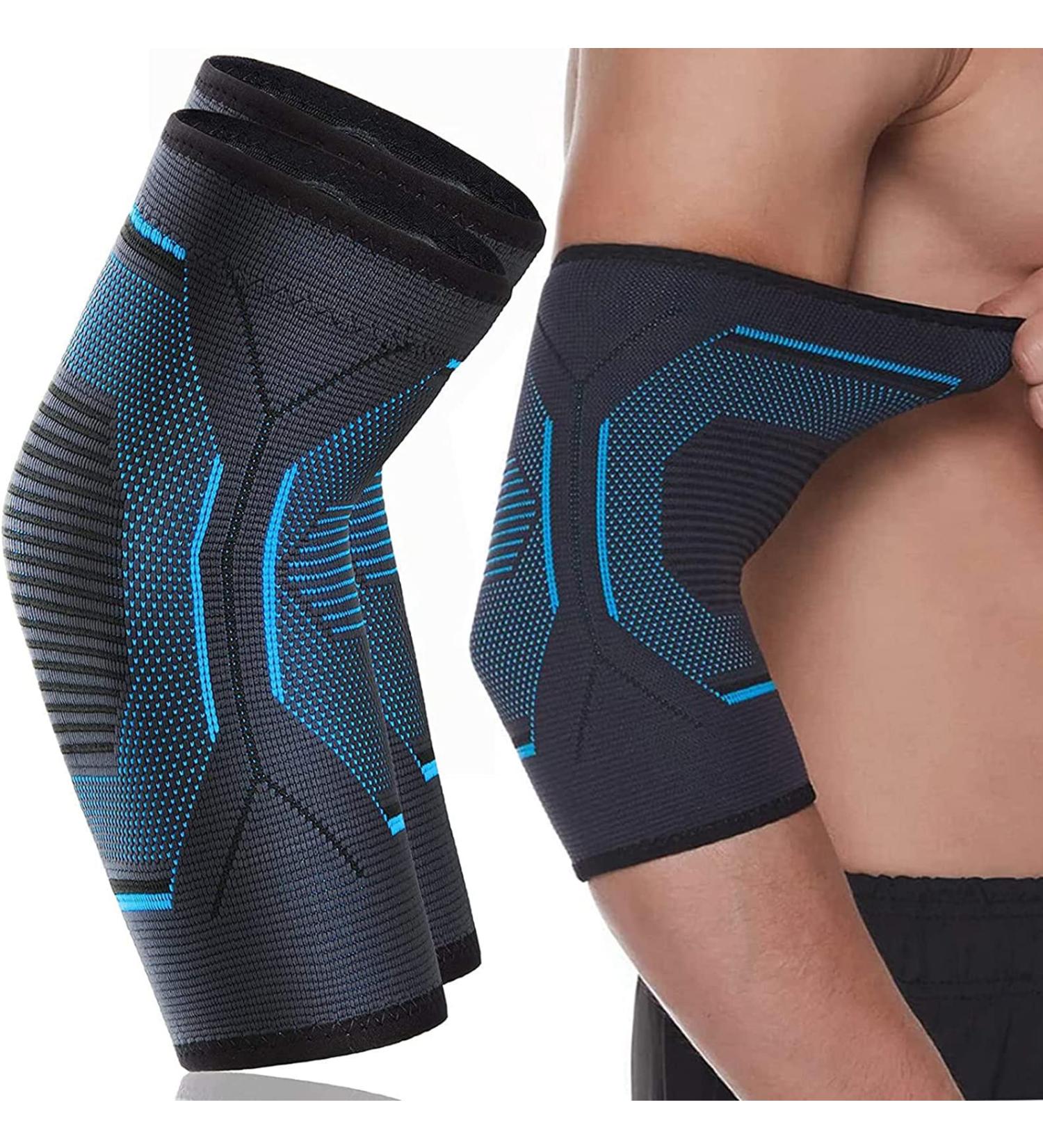 Seitaku Elbow Compression Sleeve 2 Pack - Support for Tendonitis, Tennis Elbow, Arthritis - Blue Medium Size - Buy Online on GoSupps.com