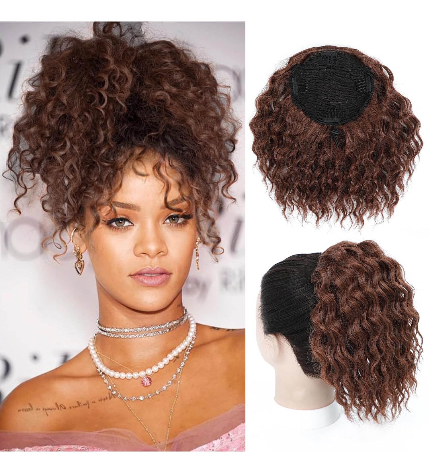 MS TAJ Ponytail Extension Curly drawstring Ponytail Extension 8" Copper Brown Ponytail for Black Women Natural Soft Curly Clip in Hair Extensions Ponytail Synthetic Hairpiece Thick for Daily Party 8 Inch Copper Brown - Buy Online on GoSupps.com