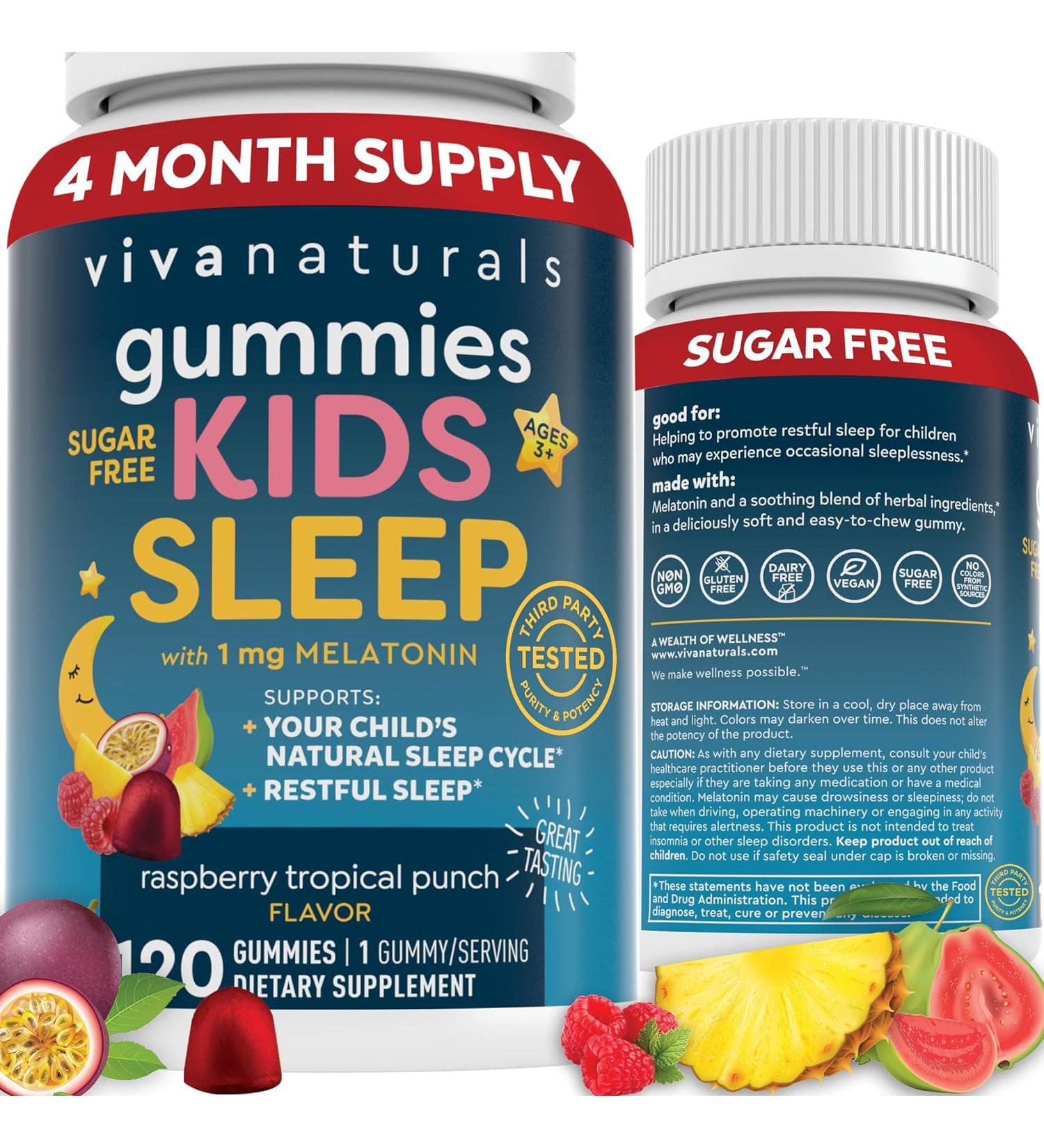 Kid-Friendly Melatonin Gummies (120 ct) - Delicious Strawberry Flavor | 1mg Melatonin for Restful Sleep | Non-Habit Forming - Buy Online on GoSupps.com