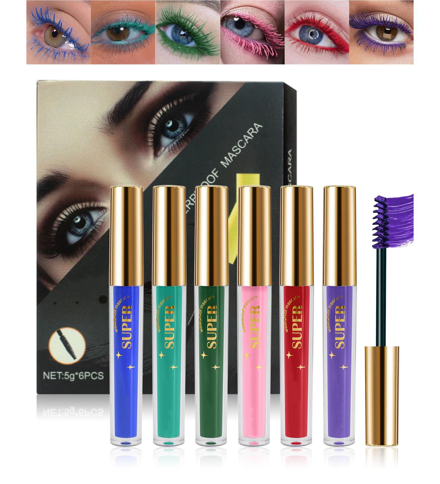 6 Colors Waterproof Mascara Set Pink Purple Blue Red Green Colored Mascara for Eyelashes Long Lasting Mascara Volume and Length Highly Pigmented Colorful Mascara Eye Makeup Set for Cosplay Stage-C 6 Pcs-pink Purple Blue Red Light/Dark Green - Buy Online on GoSupps.com