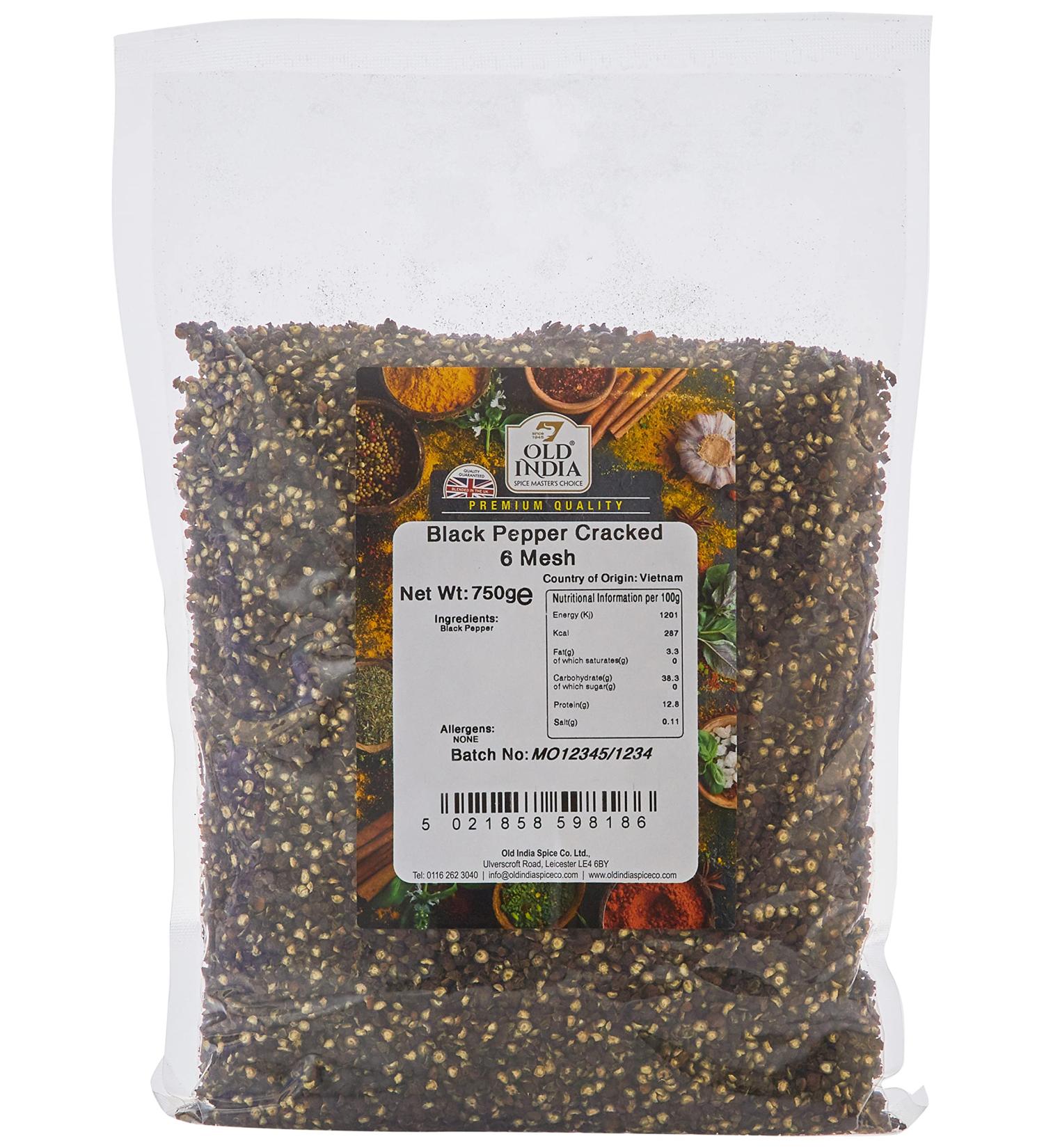 Old India Black Pepper Cracked 6 Mesh 750g - Premium Quality Seasoning (Pack of 1) - Buy Online on GoSupps.com