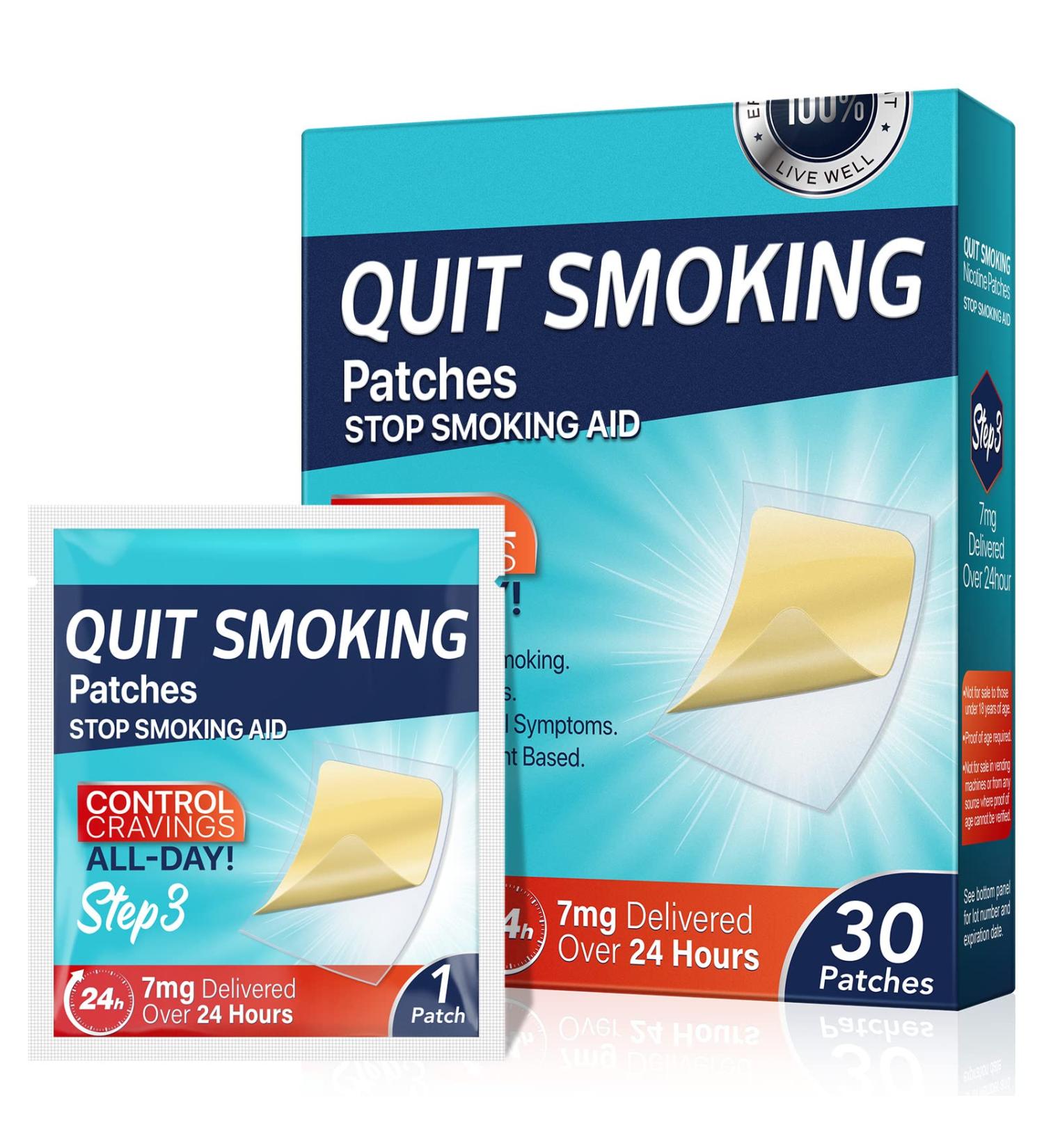 Quit Smoking Patches Step 3 (7mg) - 24 Hour Transdermal System for Effective Smoking Cessation - Buy Online on GoSupps.com