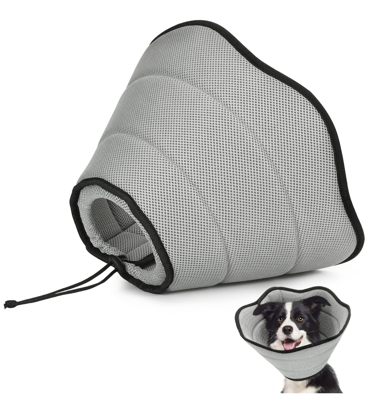 Vavopaw Adjustable Neck Rope Dog Collar | Leak Protection Soft Cone - Breathable & Eco-Friendly - Perfect for Post-Op Recovery - Size L Gray - Buy Online on GoSupps.com