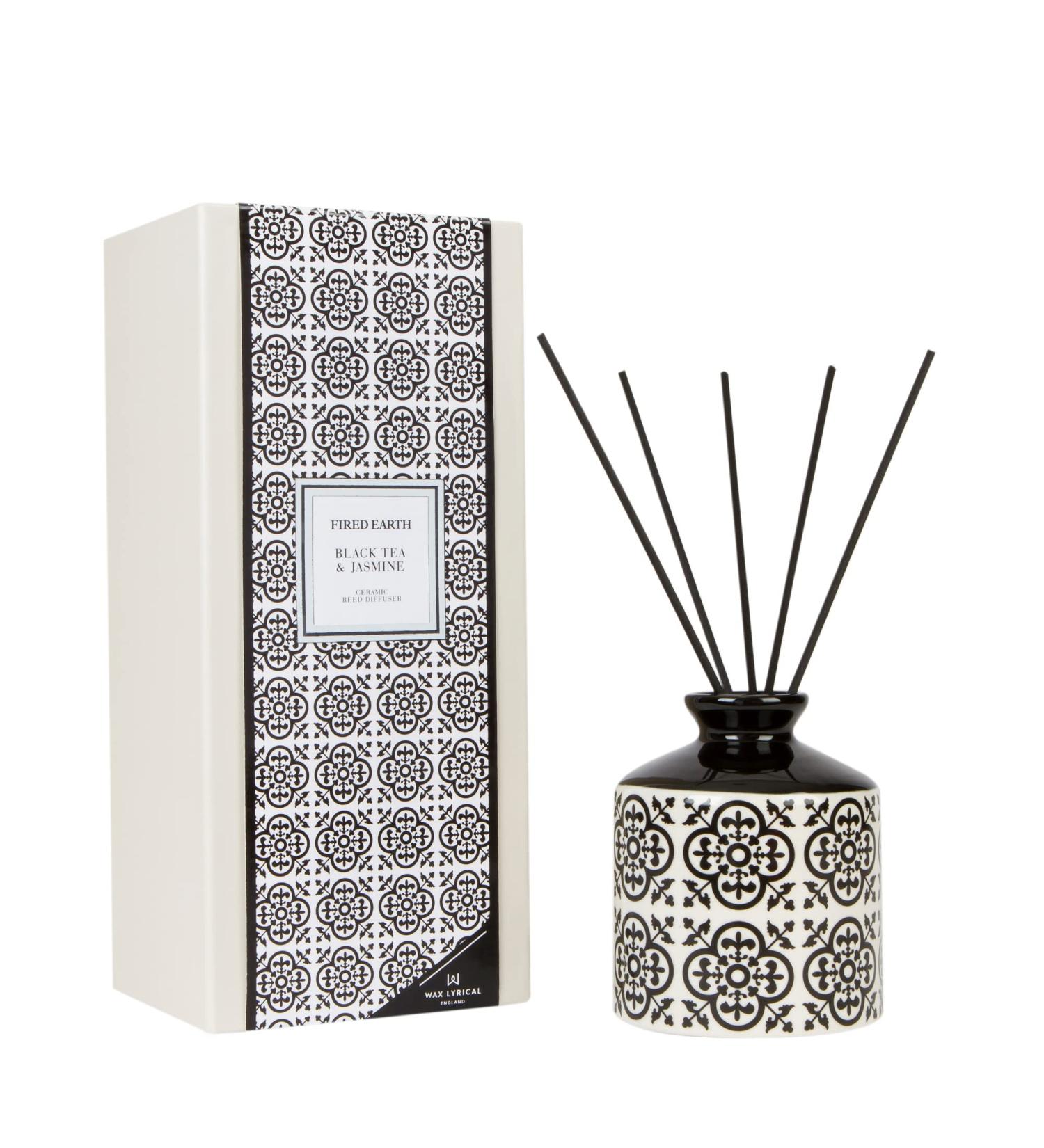 WAX LYRICAL Fired Earth Ceramic Tea & Jasmine Reed Diffuser Gift Set - 200ml | Black & White - Ideal International Shipping - Buy Online on GoSupps.com