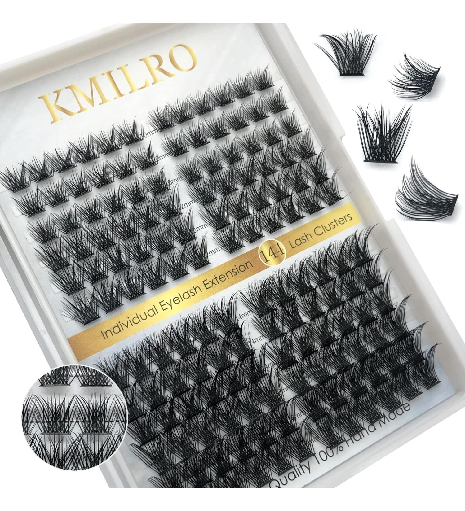 Kmilro 144 Pcs Cluster Lashes DIY Eyelash Extensions C D Curl 10-16mm Mega Volume Fluffy Wispy Individual Lashes - Volume 0.07C-MIX - Buy Online on GoSupps.com
