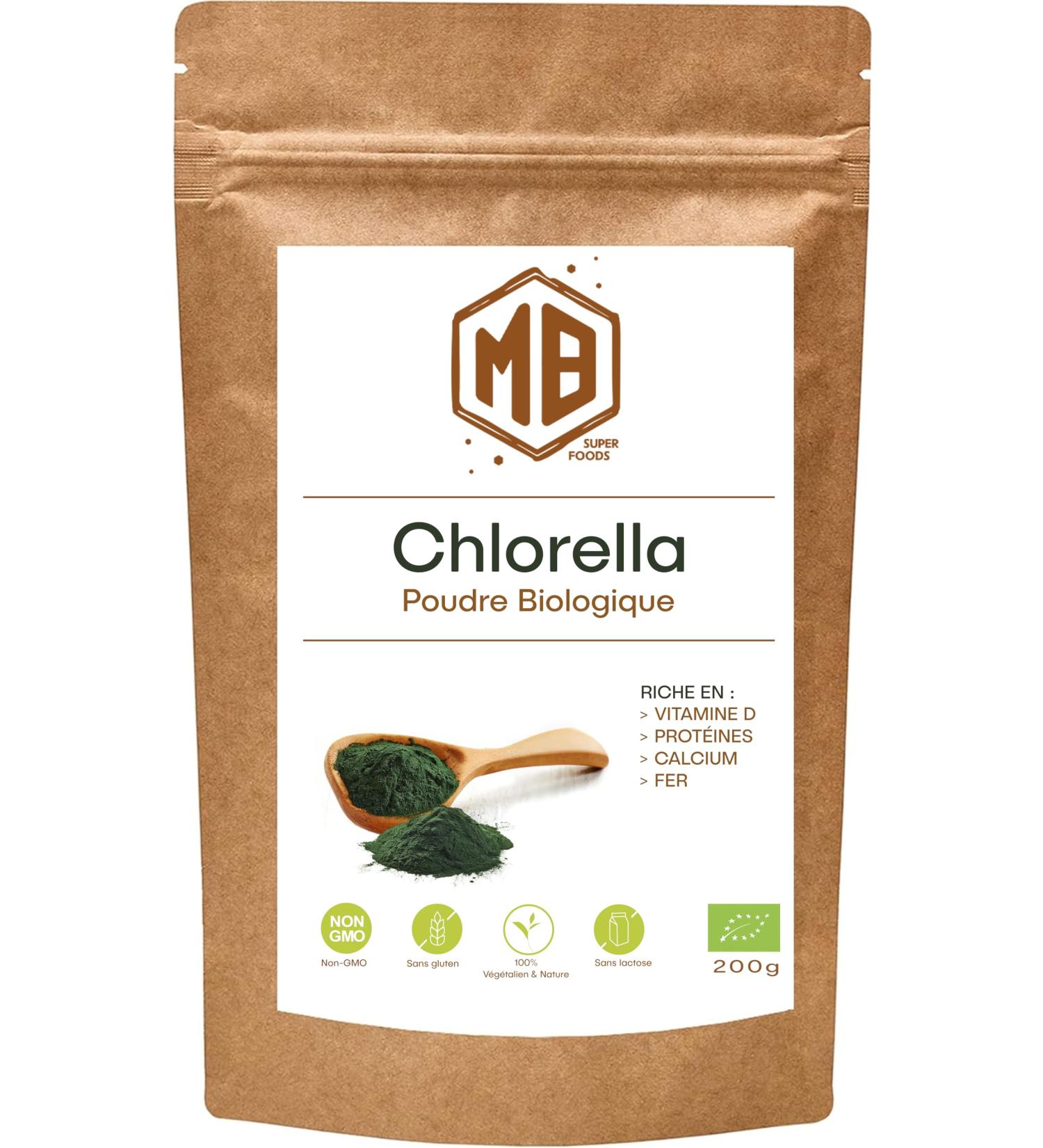 MB Superfoods - Poudre de chlorelle biologique de qualit sup rieure 200 g suppl ment de chlorelle de haute qualit pour le bien- tre base de plantes poudre de chlorelle biologique pure - Buy Online on GoSupps.com