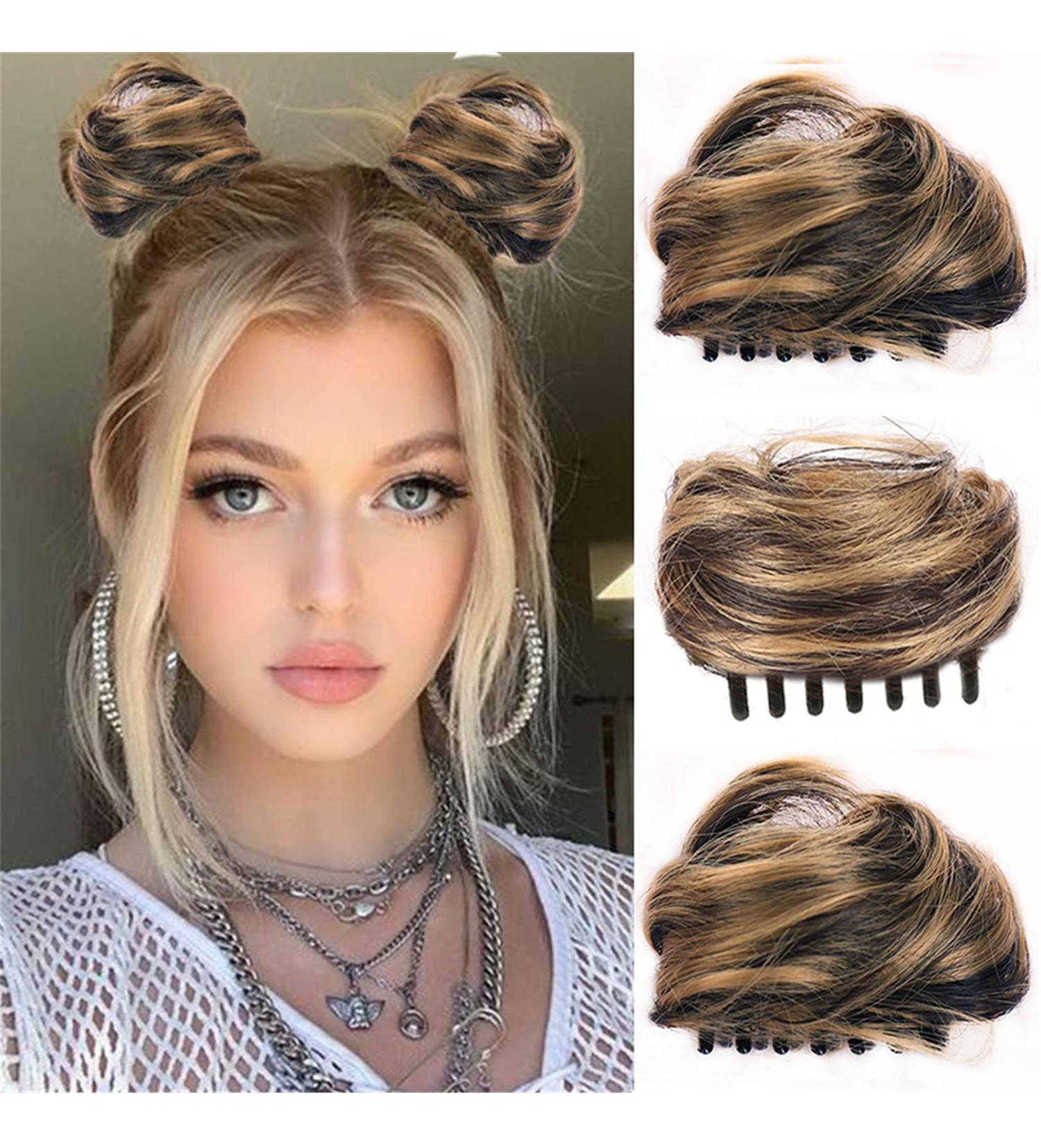 Olacare 2PC Claw Clip Synthetic Hair Bun Extensions for Women - Updo Brown Ballet Bun Hairpieces - Buy Online on GoSupps.com