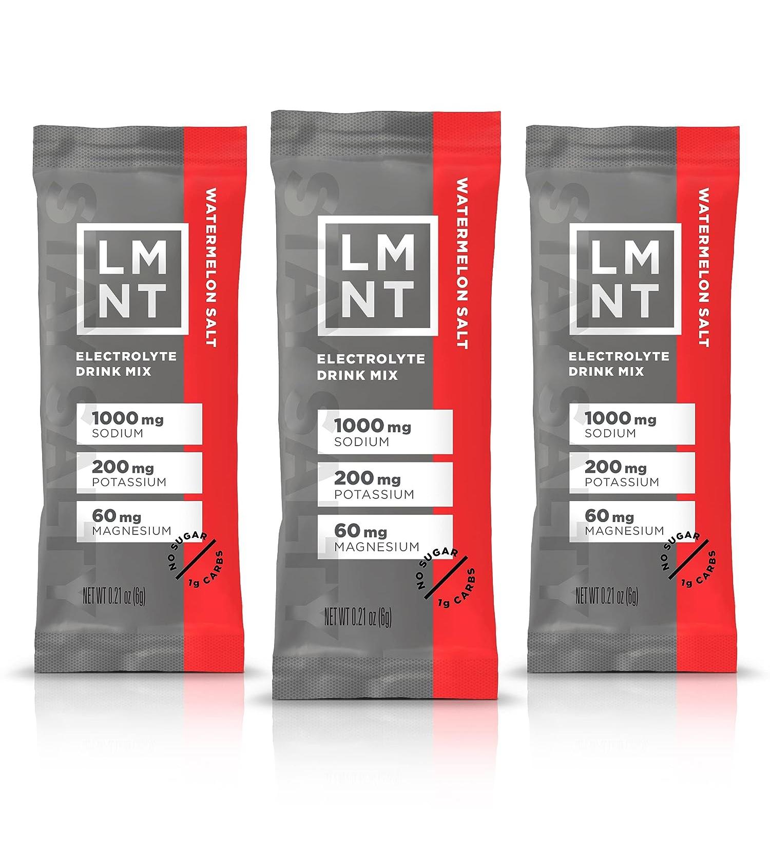 LMNT Keto Electrolyte Powder Packets - Watermelon Salt | Paleo Hydration | 30 Stick Packs | No Sugar & Artificial Ingredients - Buy Online on GoSupps.com