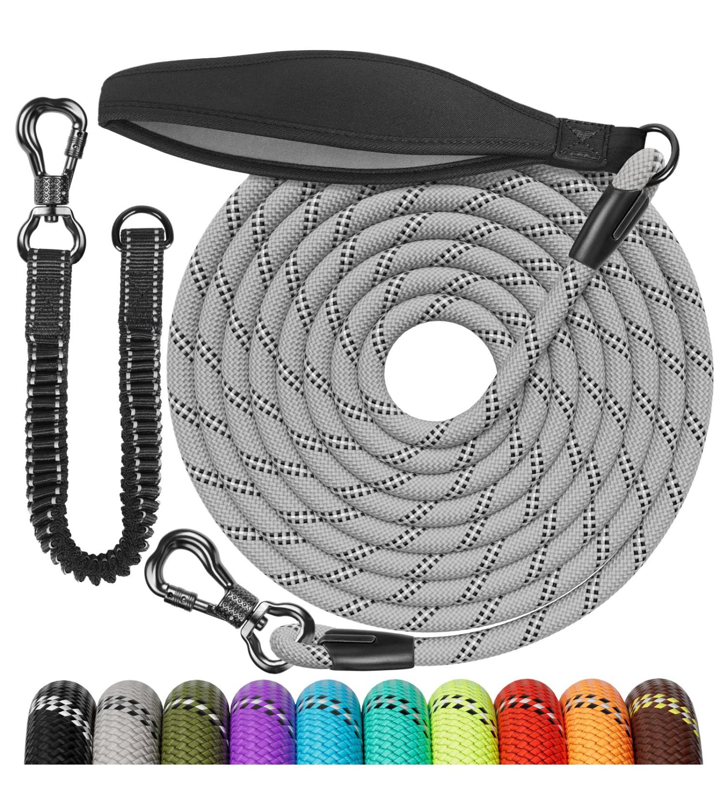 Buy Aystkniet Bungee Tow Leash for Dogs - Shock-Absorbing Padded Handle Reflective Lockable Hooks - 3m to 20m Options for Medium & Large Dogs - Buy Online on GoSupps.com