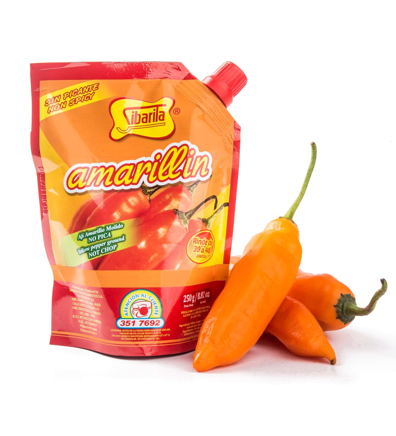 Sibarita Aji Amarillo Pepper Sauce - Peruvian Yellow Chili Paste Peppers - Non Spicy - 250 Grams - 8.82 Oz 8.82 Ounce (Pack of 1)