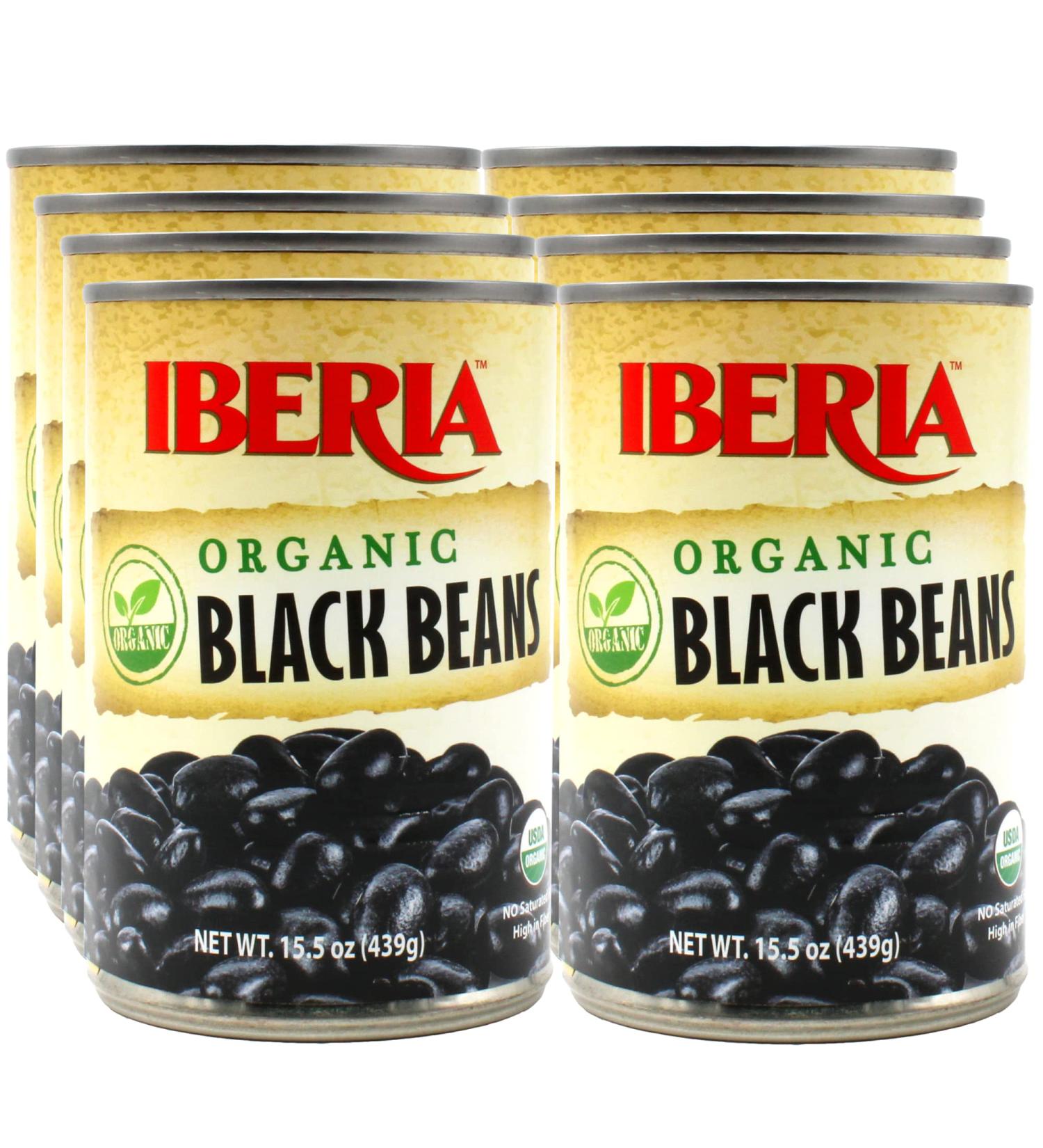 Iberia Organic Black Beans 15.5oz - Pack of 8 | Premium Quality, Non-GMO, Gluten-Free - Buy Online on GoSupps.com