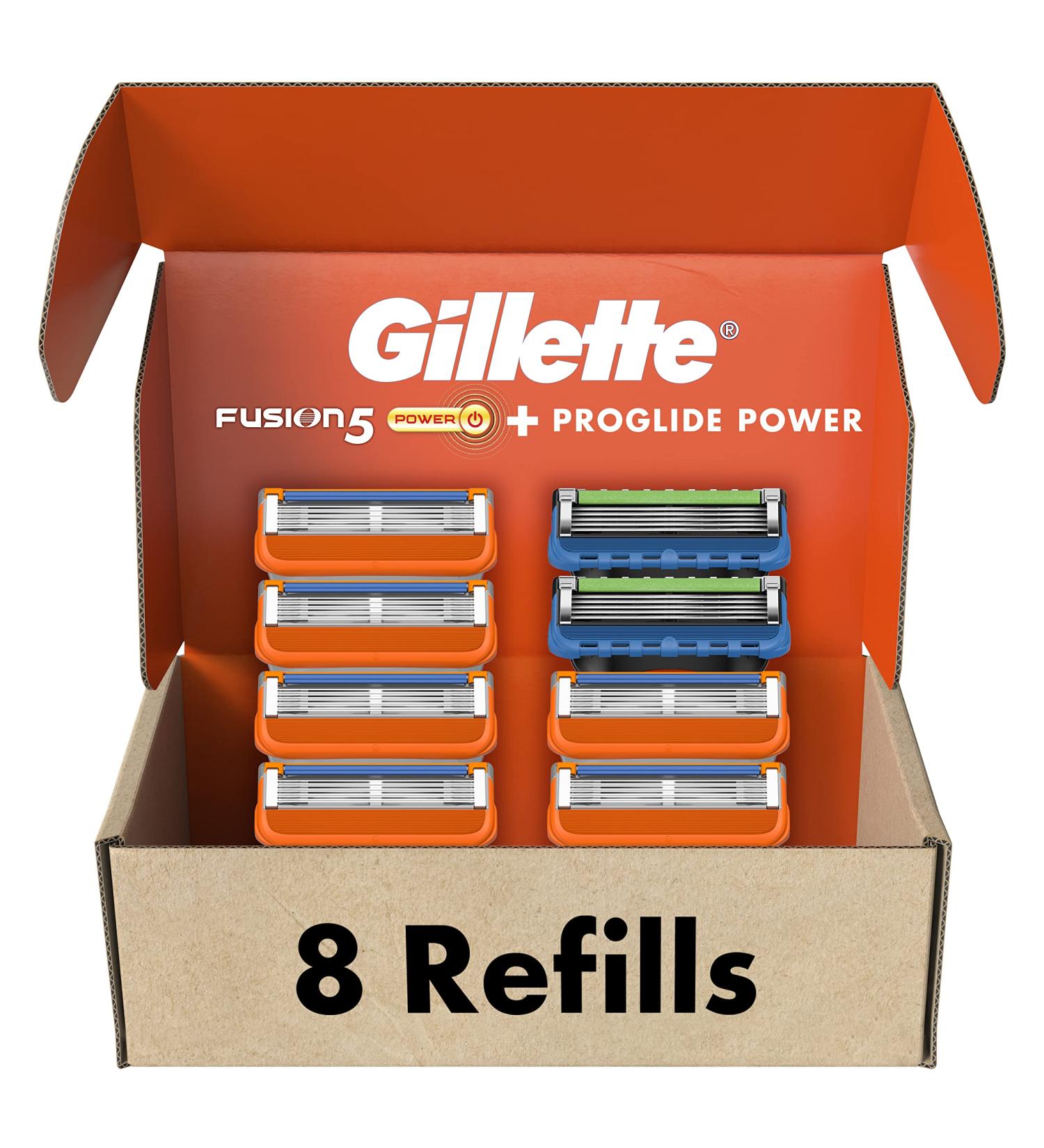 Gillette Men's Razor Blade Refills 6 Fusion5 Cartridges 2 ProGlide Power Cartridges - Buy Online on GoSupps.com