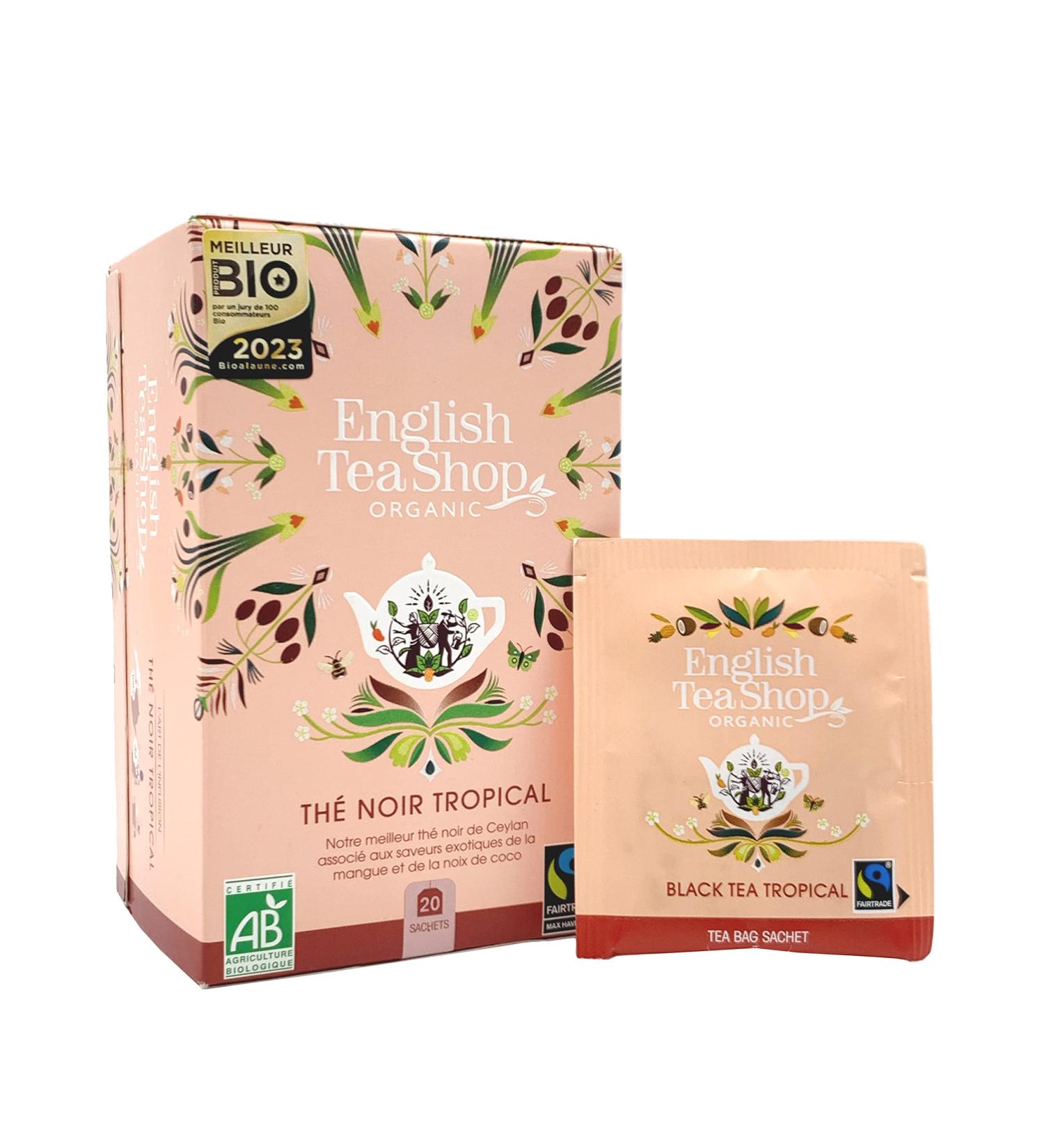 English Tea Shop - Organic Tropical Black Tea - 20 bags - Fairtrade organic black tea with coconut cocoa mango and - Buy Online on GoSupps.com
