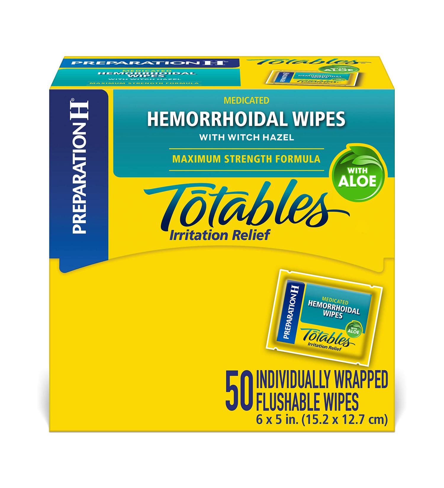 Preparation H Totables Hemorrhoid Flushable Wipes with Witch Hazel - 50 Count - Buy Online on GoSupps.com