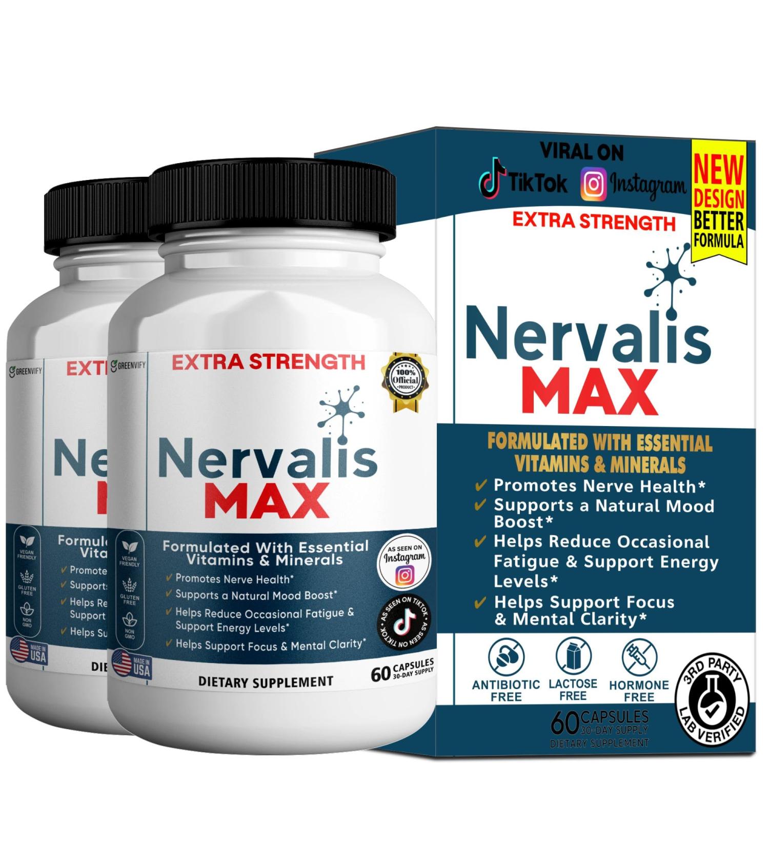 GREENVIFY Nervalis MAX Extra Strength Nerve Health Support 60 Capsules 30-Day Supply (2) - Buy Online on GoSupps.com