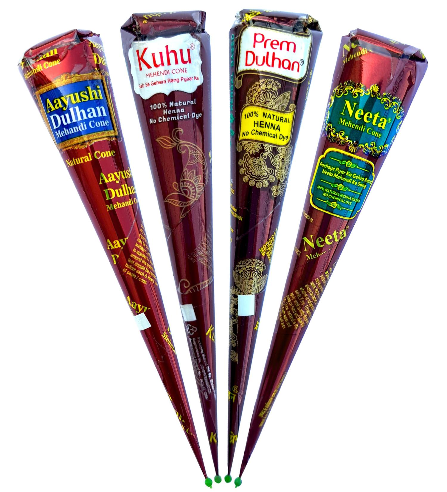 100% Natural Oryginal Cones Neeta Aayushi Prem Kuhu 4x 25g Marron Naturel - Buy Online on GoSupps.com