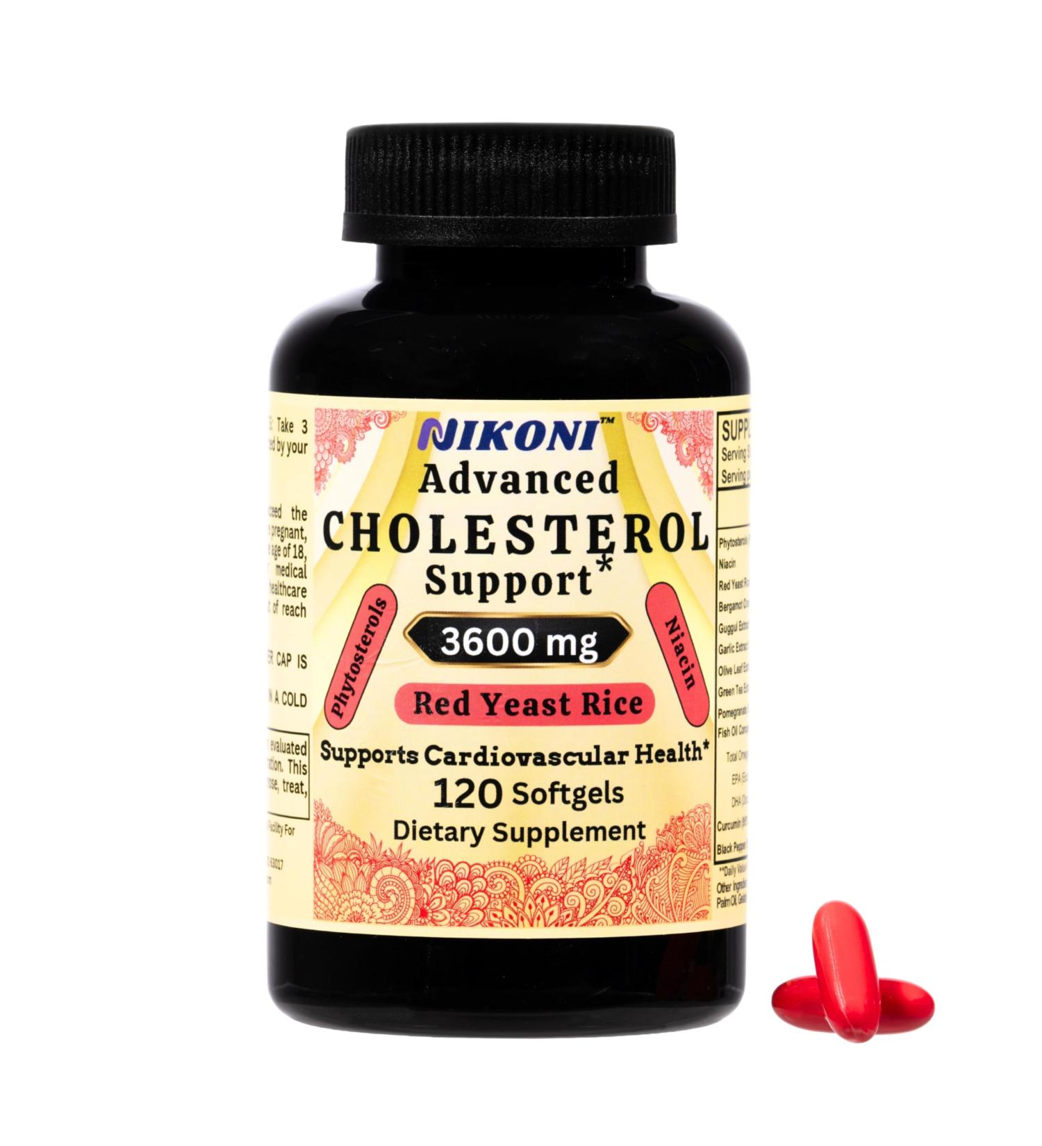 Nikoni Advanced Cholesterol Support 3600 mg Plant Sterols with 14-in-1 Supplement -120 softgels 120 Softgelss - Buy Online on GoSupps.com