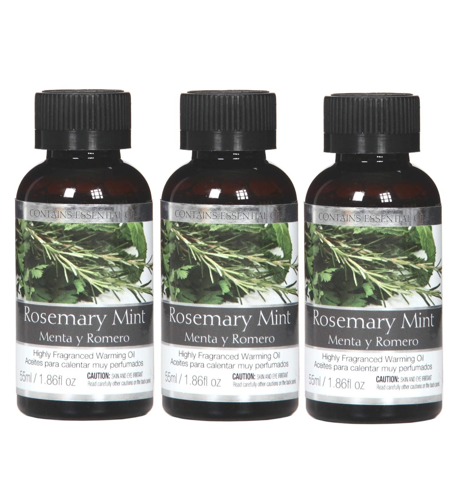 Hosley's Set of 3 55 ml Rosemary Mint Fragrance Warming Oils. Ideal Gift for Weddings Spa Meditation Settings. P1