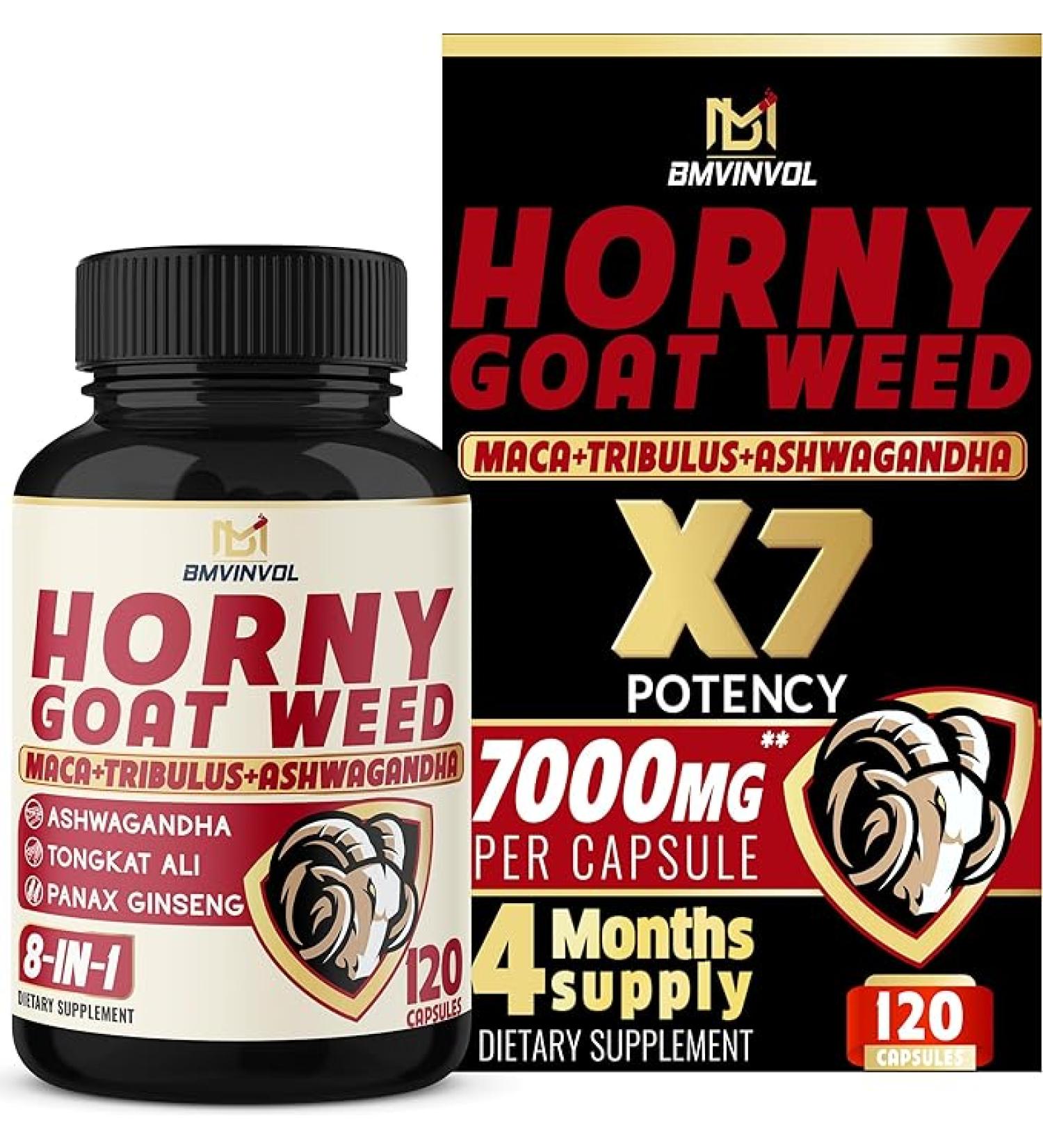 BMVINVOL Horny Goat Weed Capsules for Men and Women 7000mg - 120 Capsules - Buy Online on GoSupps.com
