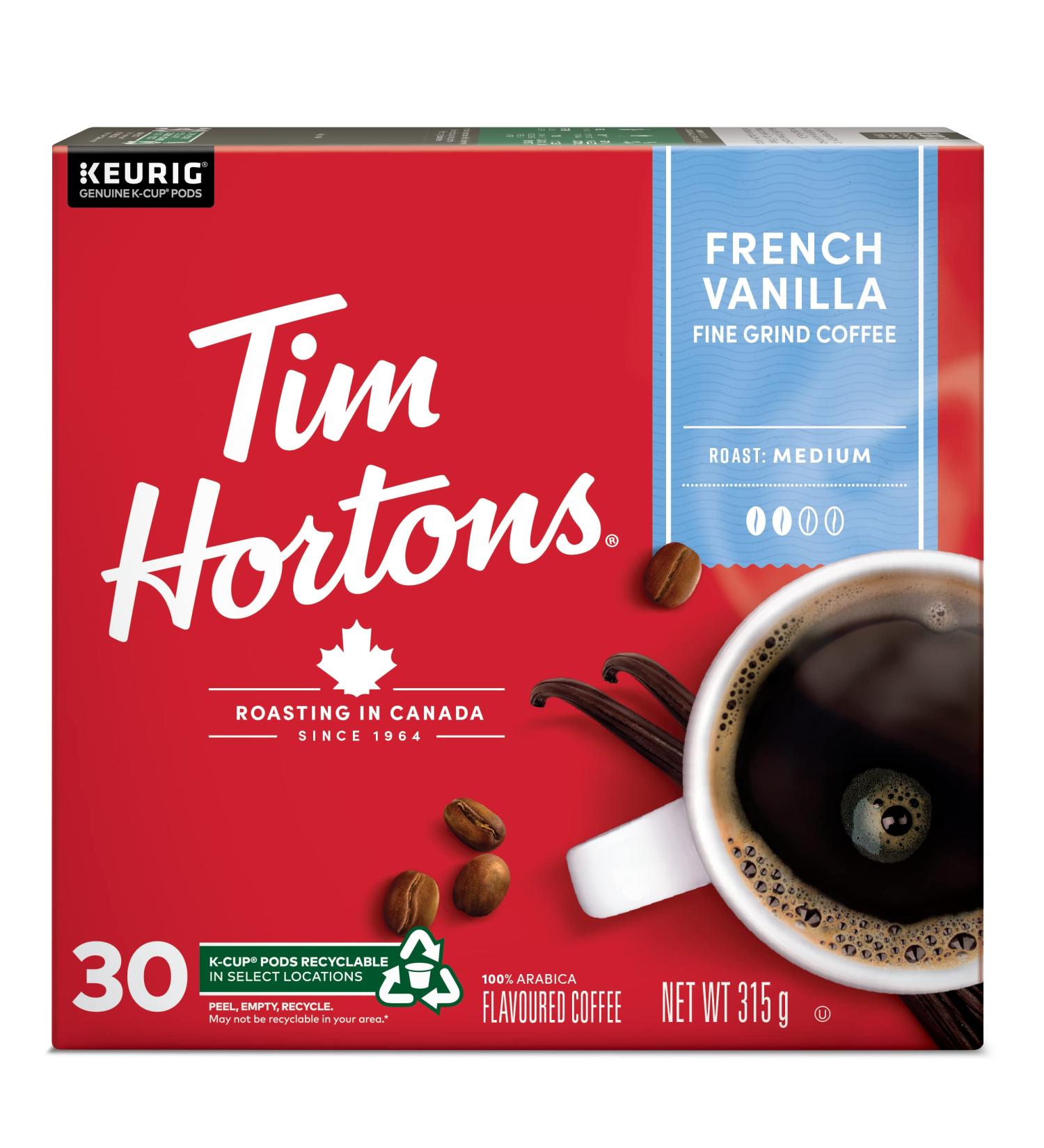 Tim Hortons French Vanilla Coffee Keurig K-Cup Pods Flavoured Medium Roast 30 Count (Imported from Canada) COFFEE French Vanilla 1 count (Pack of 30) - Buy Online on GoSupps.com