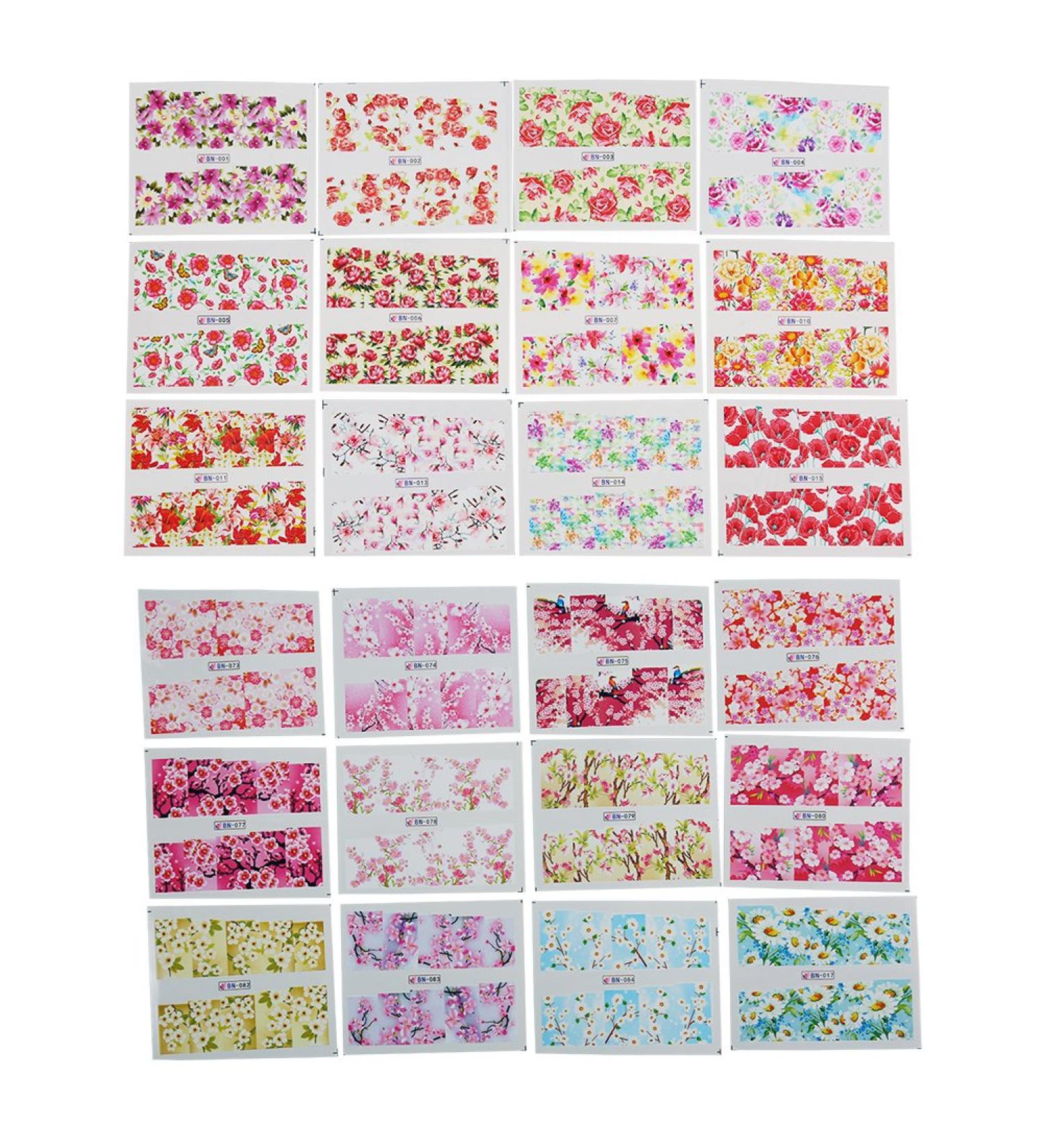 Nail Sticker 24 Sheets/Set Nail Art Stickers Strips Self-Adhesive Mix Color Manicure Decals Kit Flower Manicure Accessory Decoration for Girls and Women - Buy Online on GoSupps.com