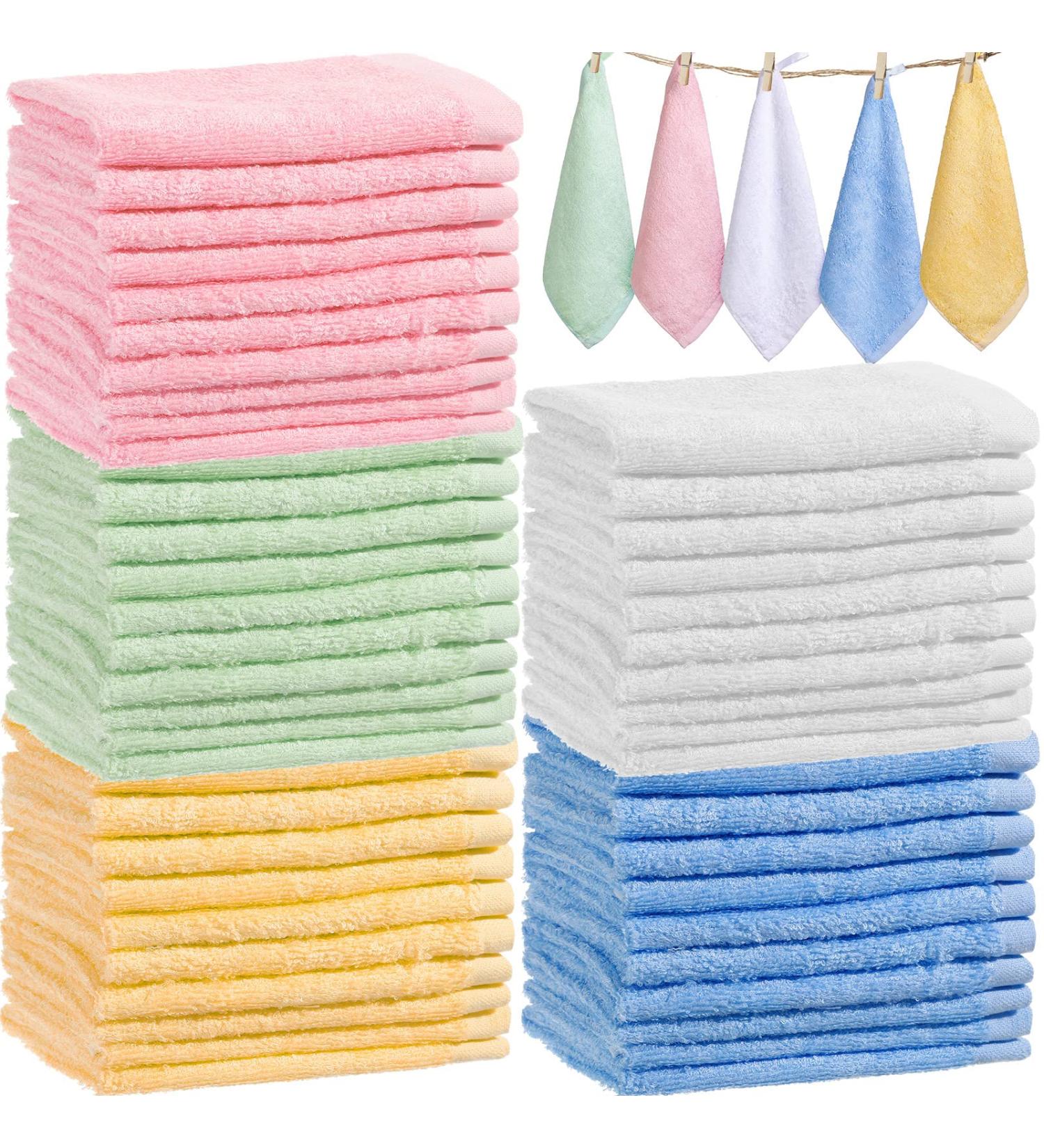 100 Pcs Bamboo Washcloths Towel Bulk - Soft & Absorbent 10x10 Inch Baby & Face Towel for Bathroom - Quick Drying & Reusable Bamboo Towels - Buy Online on GoSupps.com