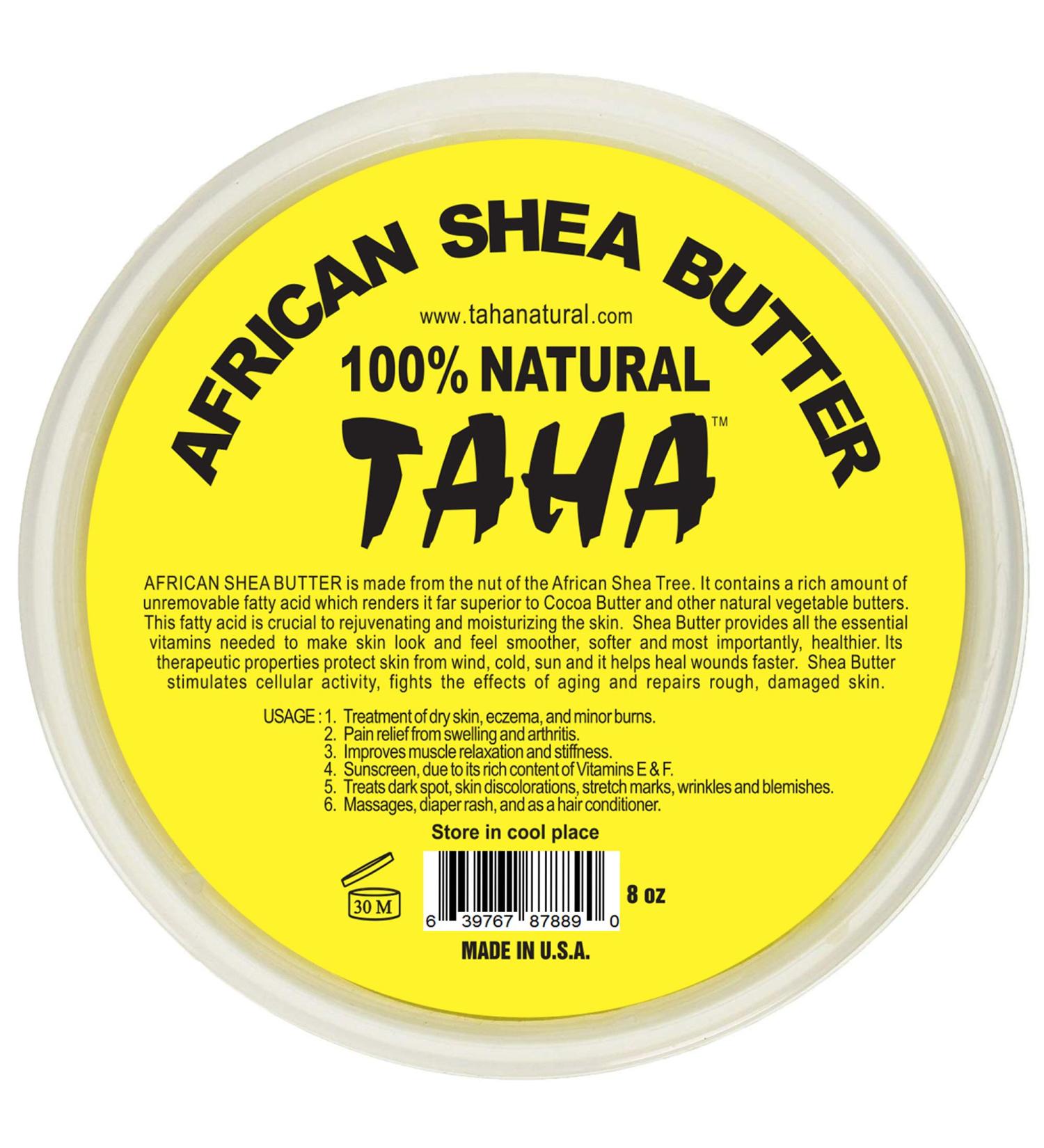 Taha African Shea Butter Cream 100% Pure Organic Unrefined Raw Yellow | For Skin & Stretchmarks 8oz - Buy Online on GoSupps.com