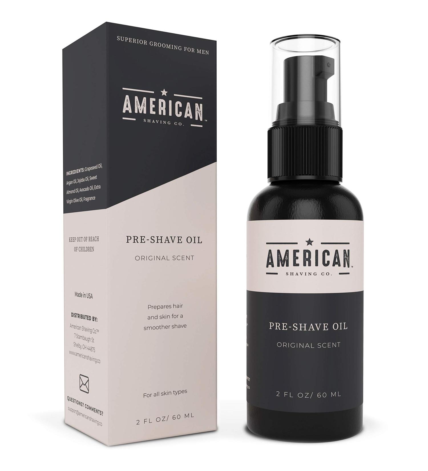 Premium Pre-Shave Oil for Men | Natural Argan & Jojoba Blend | Smooth Irritation-Free Shave | American Shaving Co - 2 Oz - Buy Online on GoSupps.com