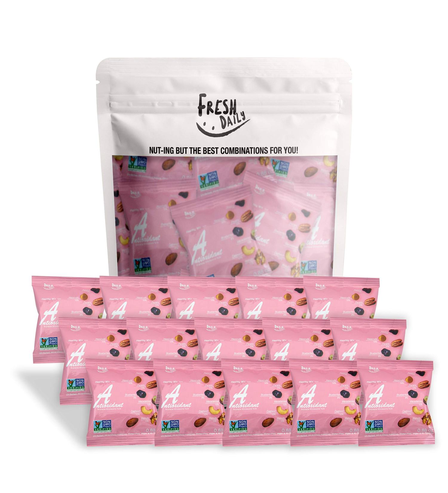 Daily Gourmet Nuts - Antioxidant Mix | Healthy Trail Mix Individual Packs | Premium Nuts & Dry Fruit | Gluten-Free | Non-GMO | Office Snacks (24-50 Packs) - Buy Online on GoSupps.com
