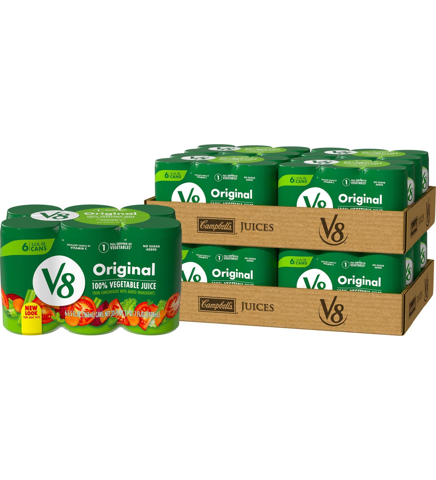 V8 Original 100% Vegetable Juice 5.5 FL OZ Can (8 Packs of 6 Cans) - Tomato-based Vegetable Blend - Buy Online on GoSupps.com