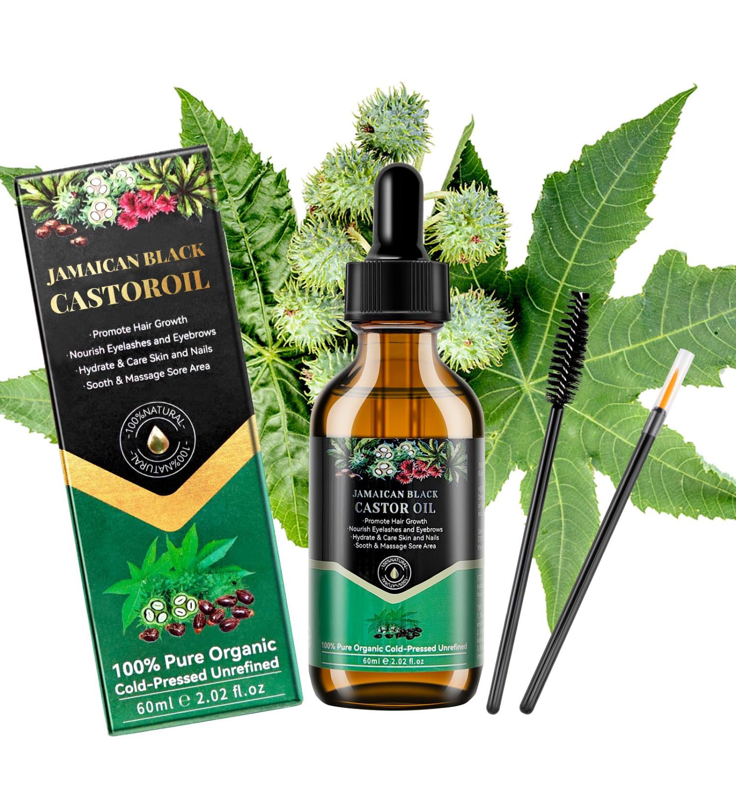 100% Pure Natural Jamaican Black Castor Oil - 60ml Organic Cold Pressed Essential Oil in Glass Bottle | Unrefined Anti-Aging & Massage Oil - Buy Online on GoSupps.com
