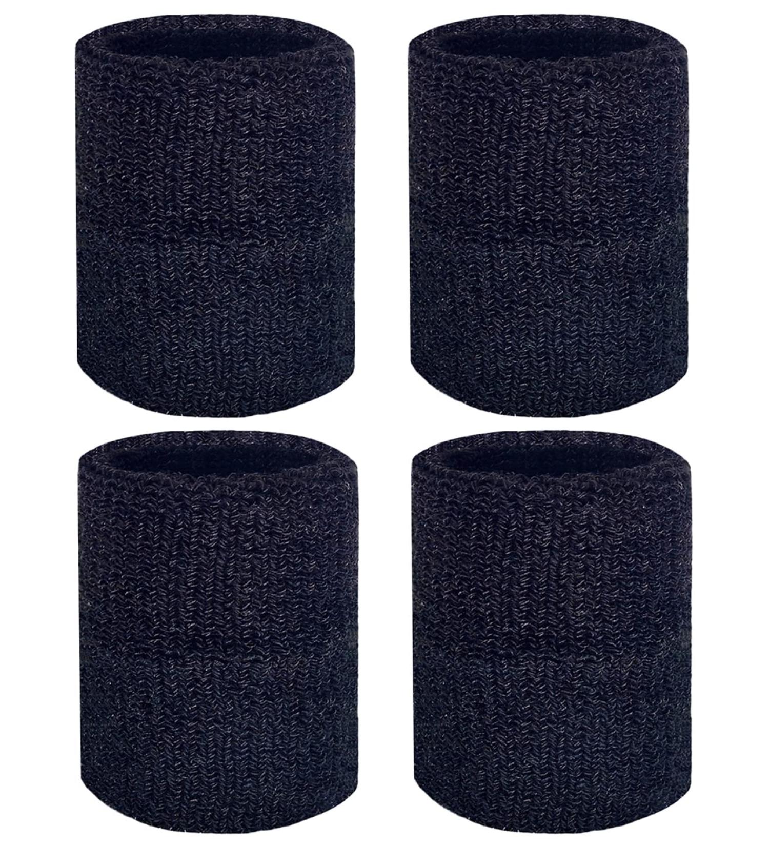 Bodbop Wristbands 4PCS - Sports Fan Sweatband Wrist Bands for Men and Women - Black - Buy Online on GoSupps.com