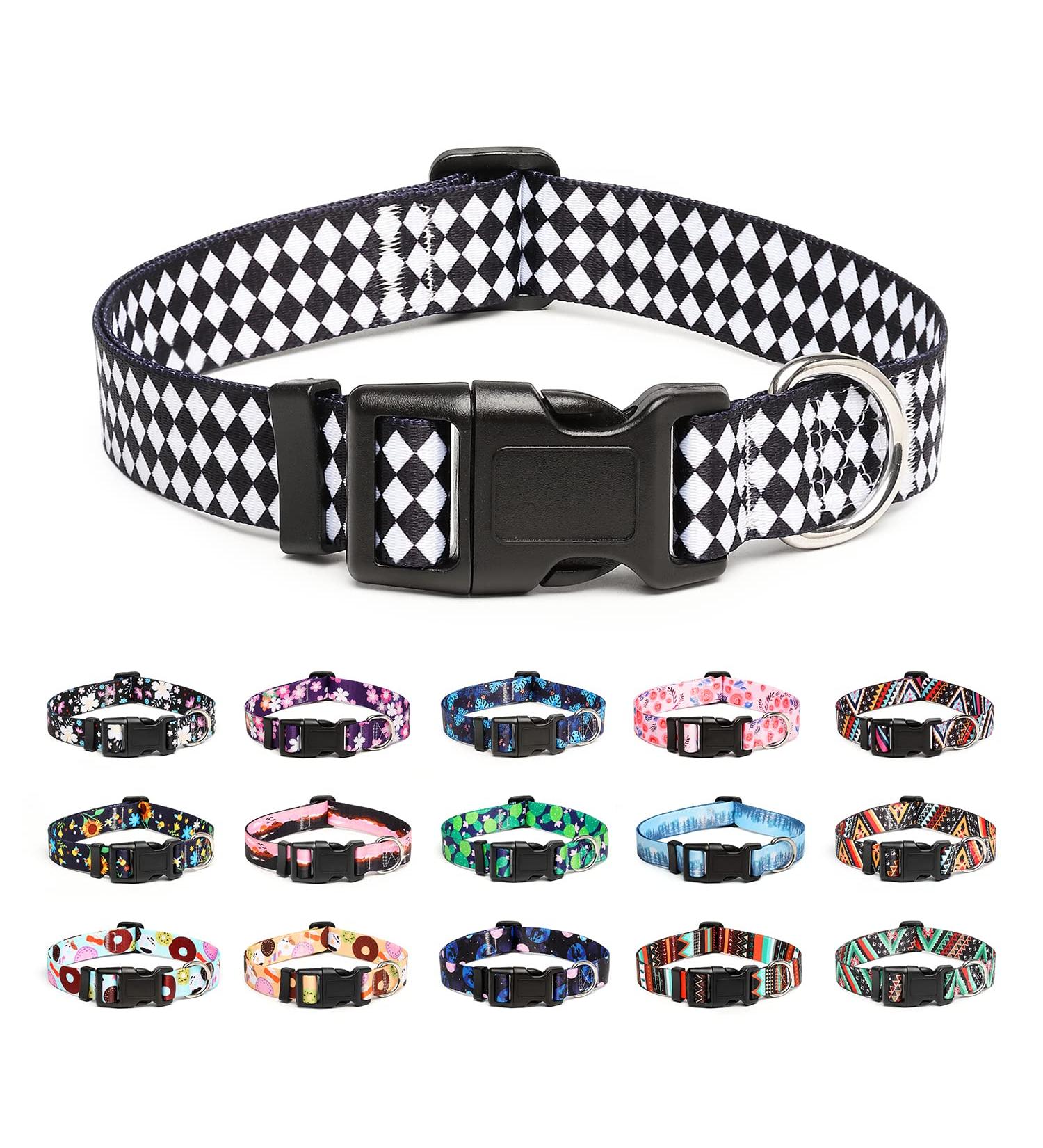 Mercano Adjustable Dog Collar | Soft Nylon Comfort for All Sizes - Perfect for Small Medium & Large Dogs & Puppies (M Rhombbe) - Buy Online on GoSupps.com