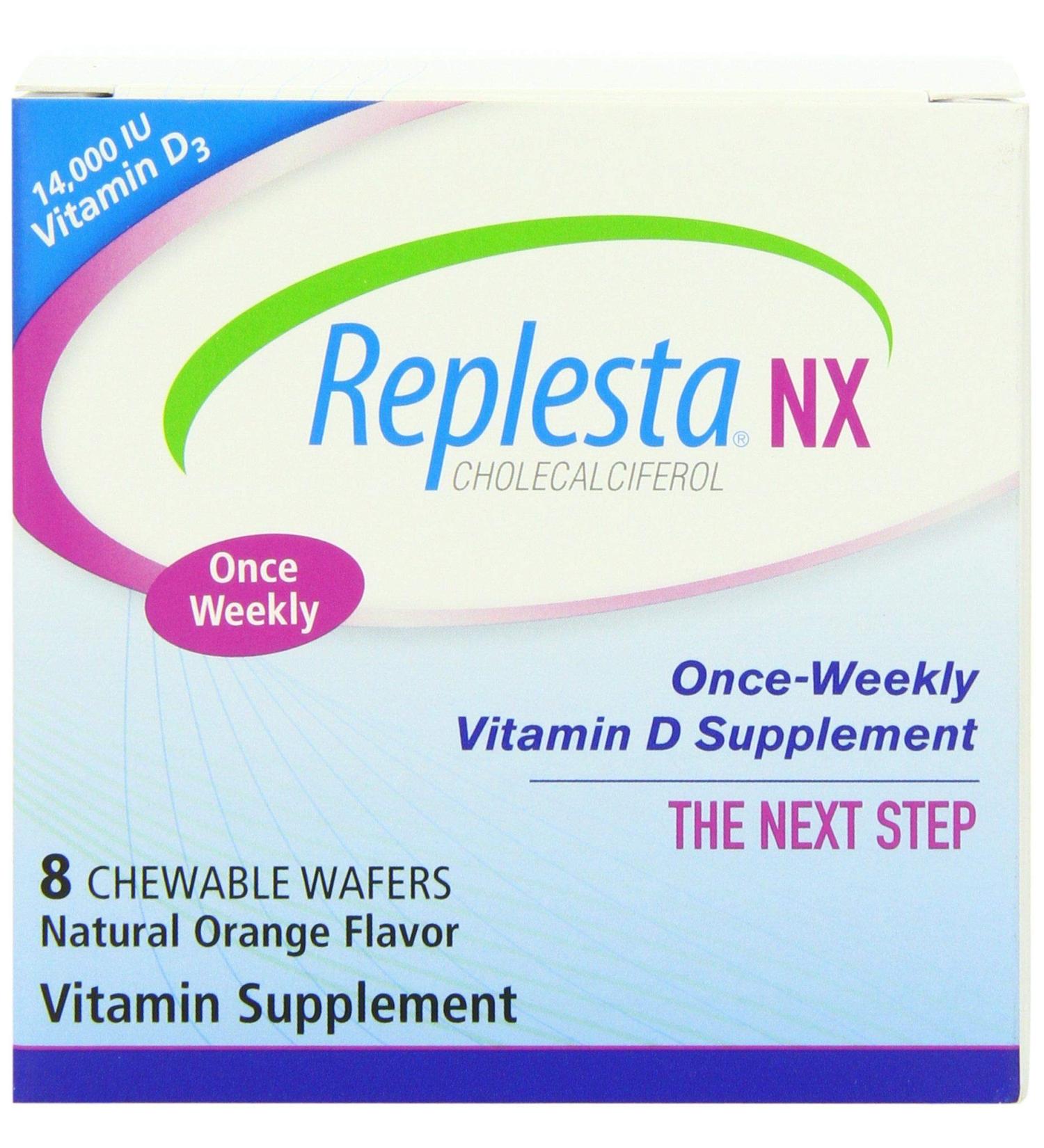 Replesta NX Vitamin D Chewable Wafers - 14000 IU, Natural Orange Flavor, Once-Weekly Supplement - Buy Online on GoSupps.com