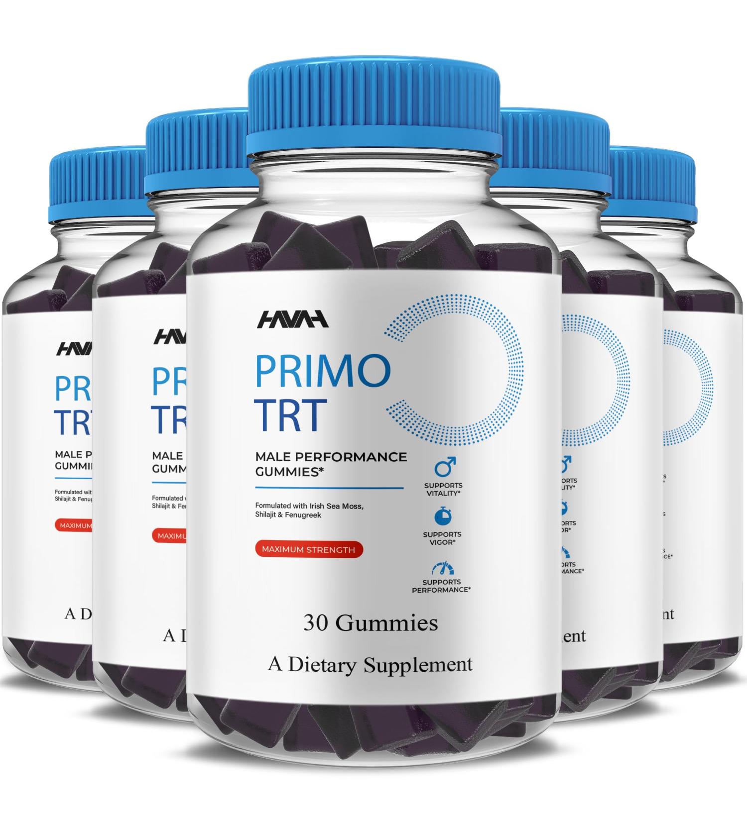 (5 Pack) Primo TRT Maximum Strength Performance Gummies PrimoTRT Gummy Supplement Prime TRT Maximum Strength Advanced Shiljait Vitamin Support Supplement Primo TRT Premium Gomitas (5 Month Supply) - Buy Online on GoSupps.com
