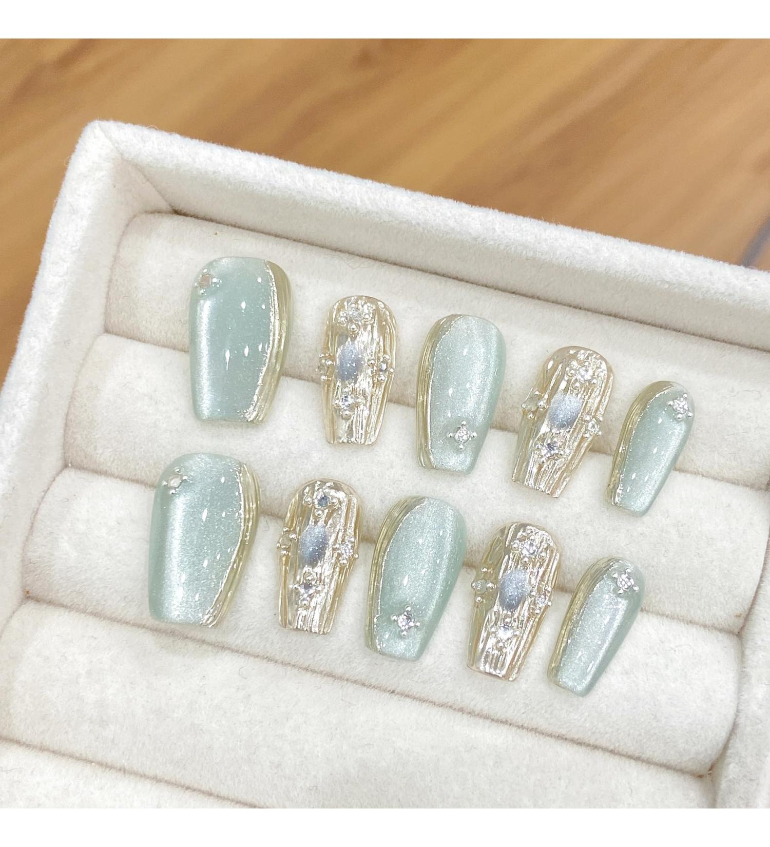 Hand Worn Nail Art Patches Coffin Shaped Fake Nails(S) - Buy Online on GoSupps.com