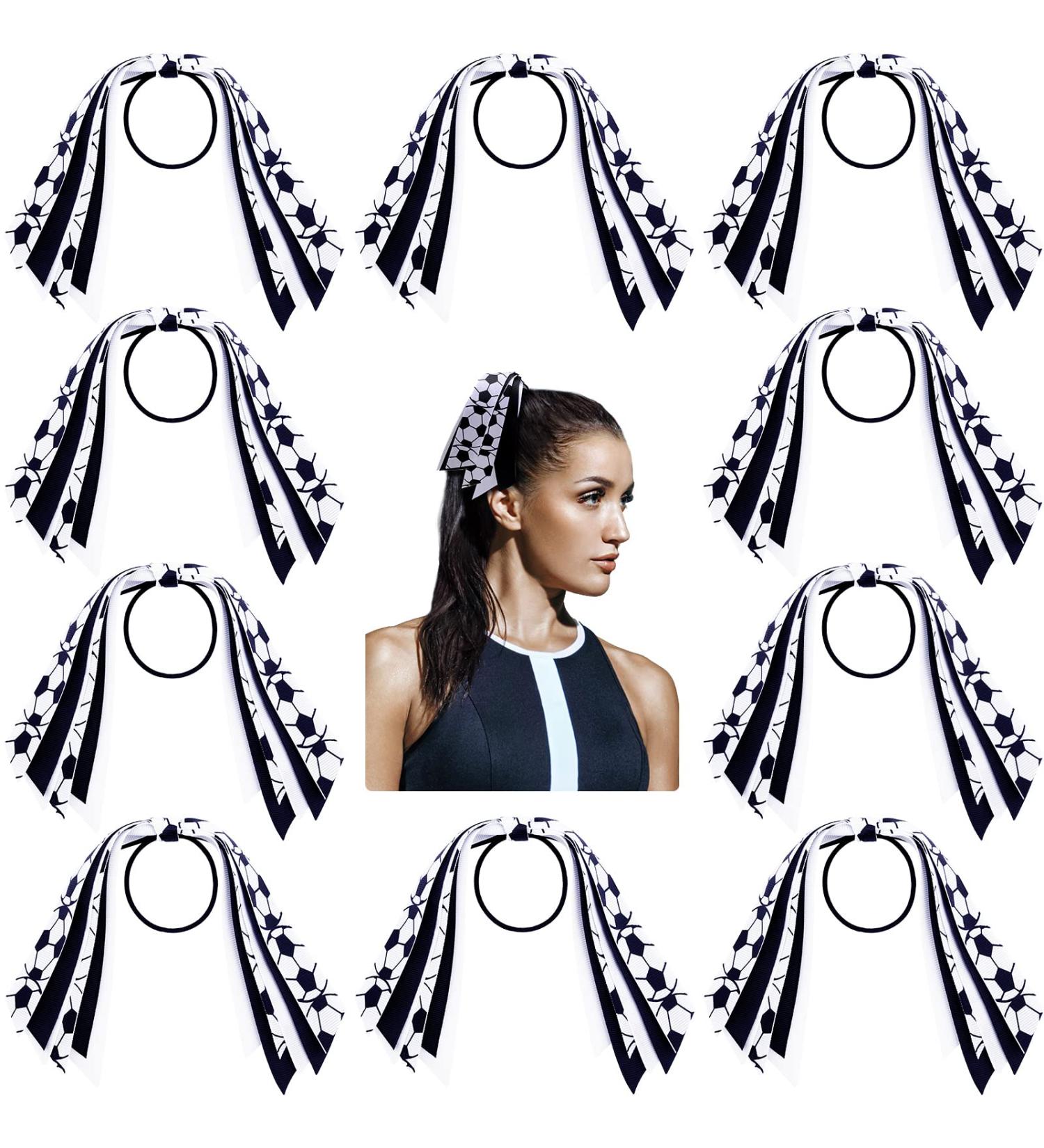 MTLEE Soccer Hair Accessories - 10 Piece Ribbon Pony Holder Set for Girls, Players, Coaches, Teams | Elastic Hair Ties & Scrunchies - Buy Online on GoSupps.com