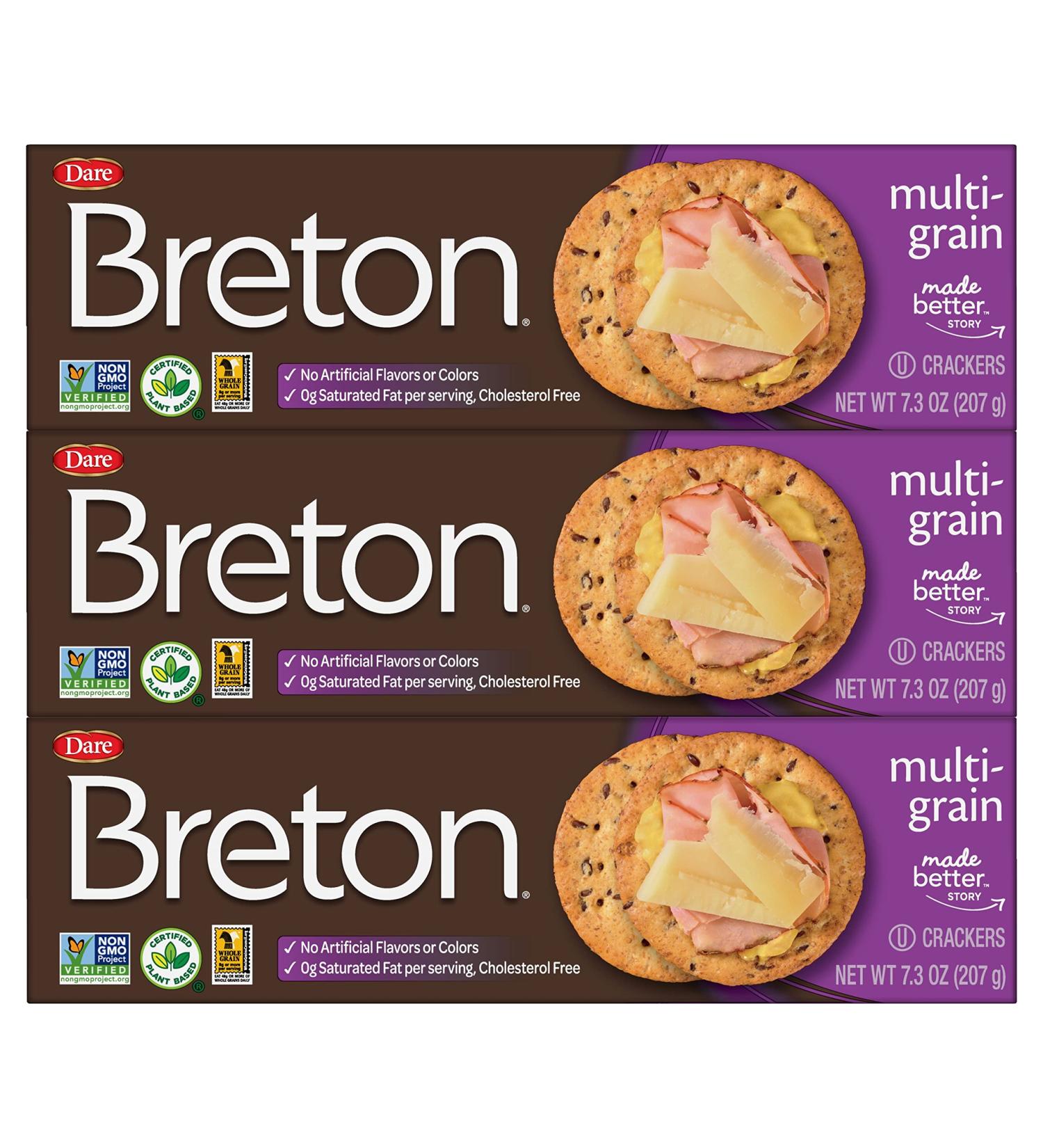 Breton Multigrain Crackers 7.3oz (Pack of 3) - Delicious Multigrain Snack Packs, 21.9oz Total - Buy Online on GoSupps.com
