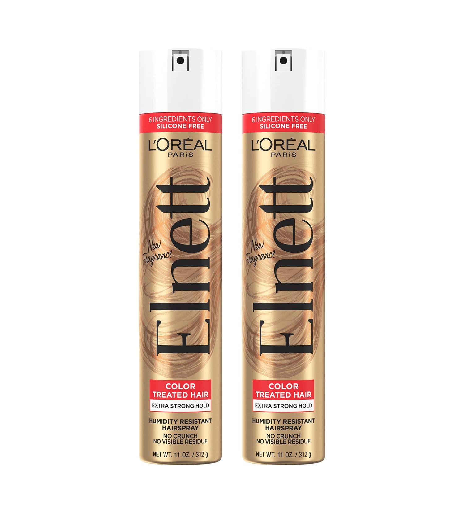 L'Oreal Paris Hair Care Elnett Satin Extra Strong Hold Hairspray For Color Treated Hair Long Lasting Plus Humidity Resistant Hair Spray 11 oz (Pack of 2) Fresh 11 Ounce (Pack of 2) - Buy Online on GoSupps.com