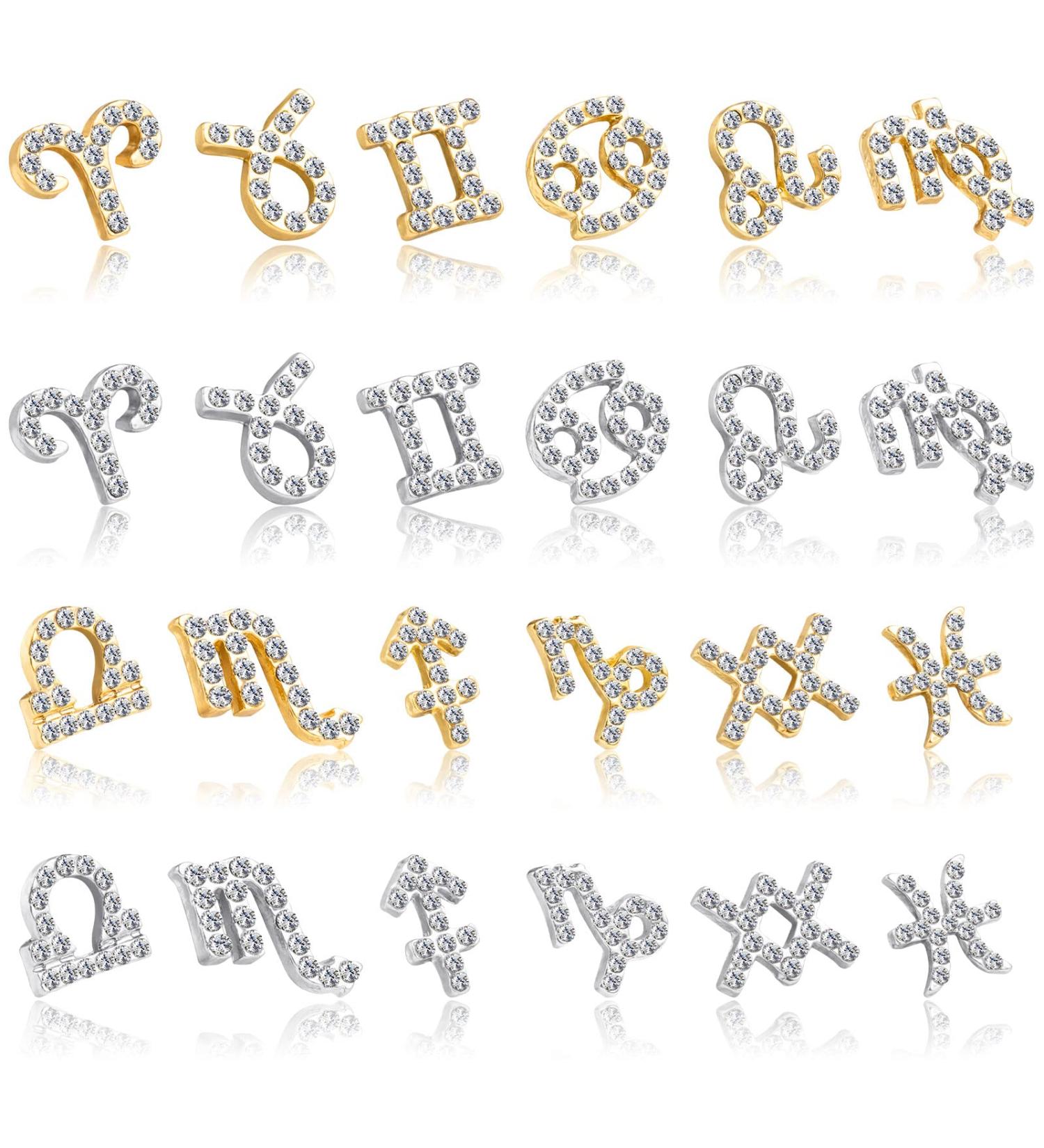 Noverlife 24PCS Zodiac Nail Charms: Gold & Silver Constellation Pendants for Nail Art - Buy Online on GoSupps.com