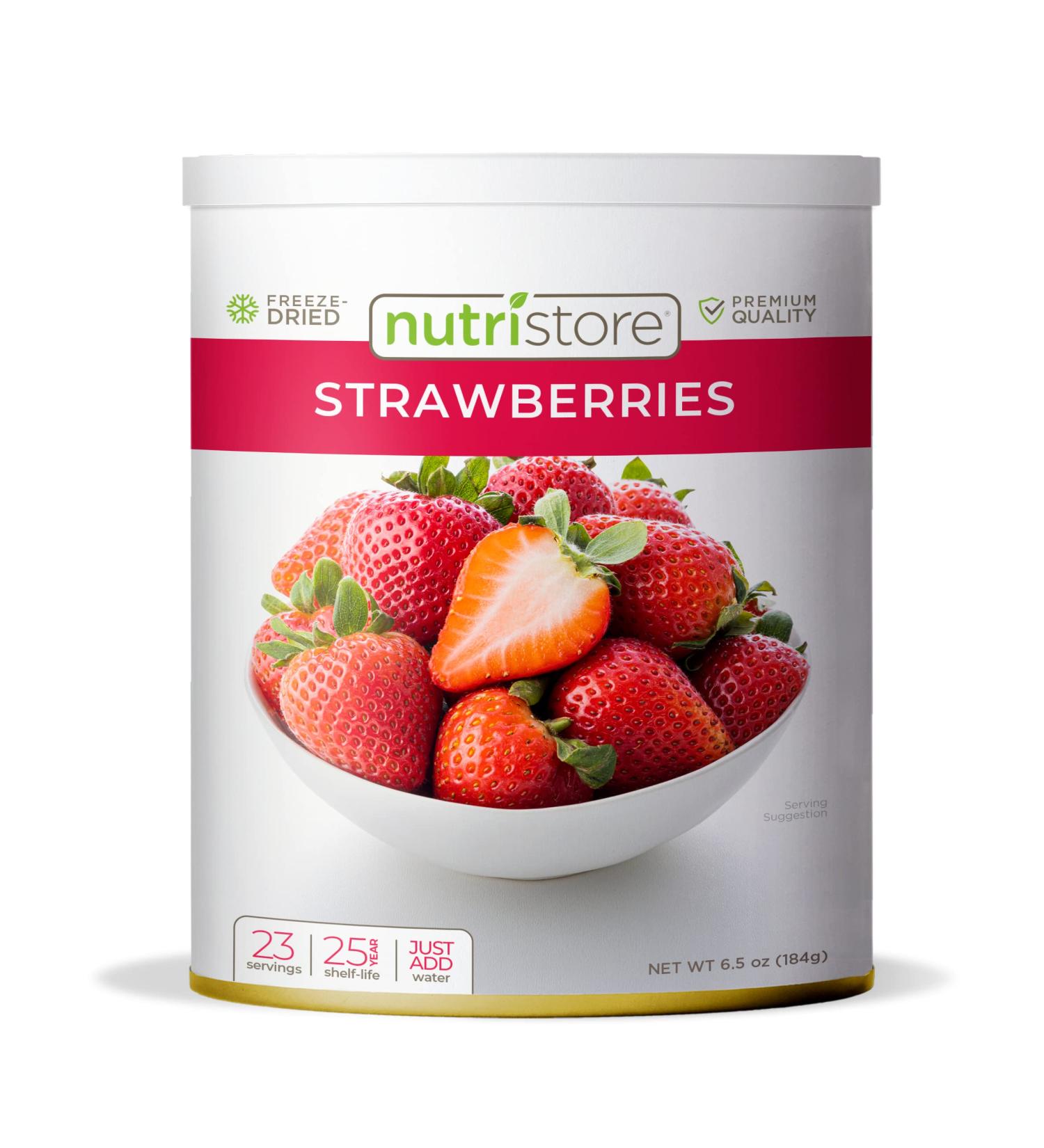 Nutristore Freeze Dried Strawberries | Healthy Snack and Emergency Survival Food | Amazing Taste & Quality | #10 Can | 25-Year Shelf Life - Buy Online on GoSupps.com