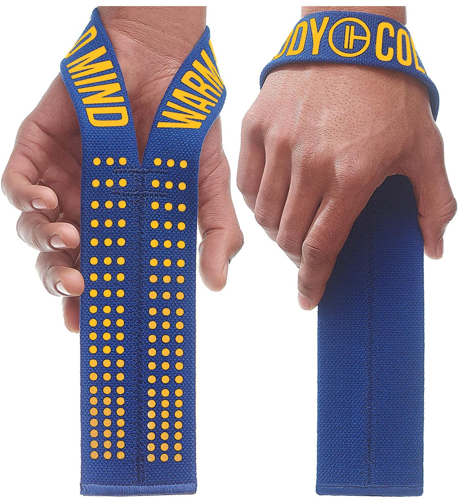 Warm Body Cold Mind V1 Lifting Straps | Olympic Weightlifting Gear for Strength Training Bodybuilding CrossFit & Gym - Wrist Wraps in Marine/Orange - Buy Online on GoSupps.com