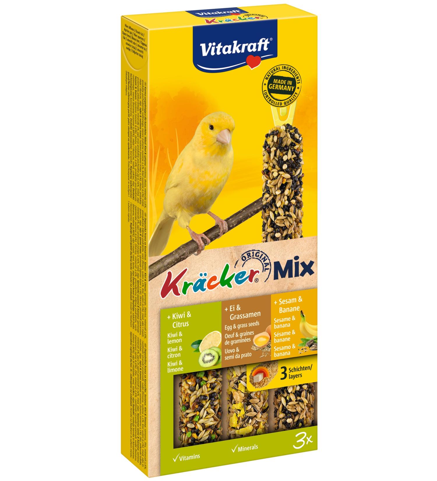 Vita Power Kr cker Mix for Canaries - Nourishing Nibbles with Egg Grass Seeds Kiwi Citrus & Banana - No Added Sugar (3 Pieces) - Buy Online on GoSupps.com