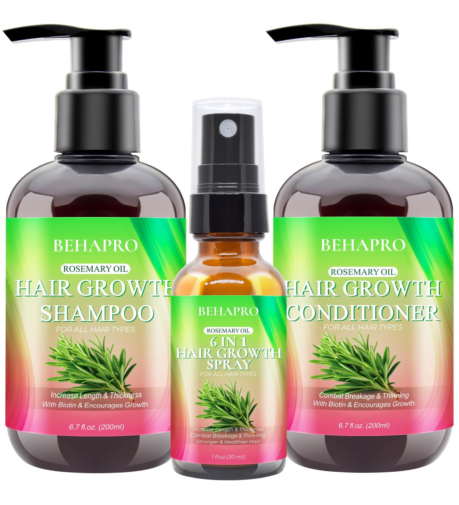Hair Growth Shampoo and Conditioner Sets w/6 in 1 Heat Protectant Spray Rosemary Oil Biotin Keratin Caffeine Sulfate Free Hair Thickening Products for Thinning Hair & Hair Loss Gifts for Women Men - Buy Online on GoSupps.com