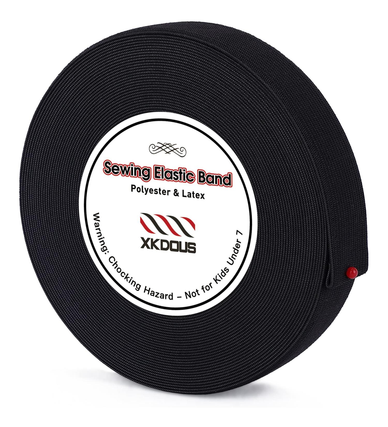 XKDOUS 1 Inch Black Knit Elastic Band for Sewing - 14 Yards | High Elasticity Waistband & Pants Waist | Ideal for Wig Making - Buy Online on GoSupps.com